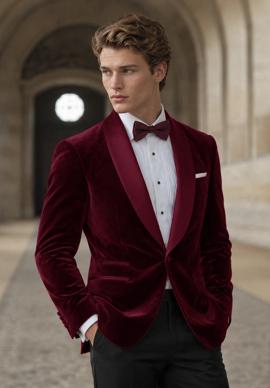Men's Burgundy velvet jacket