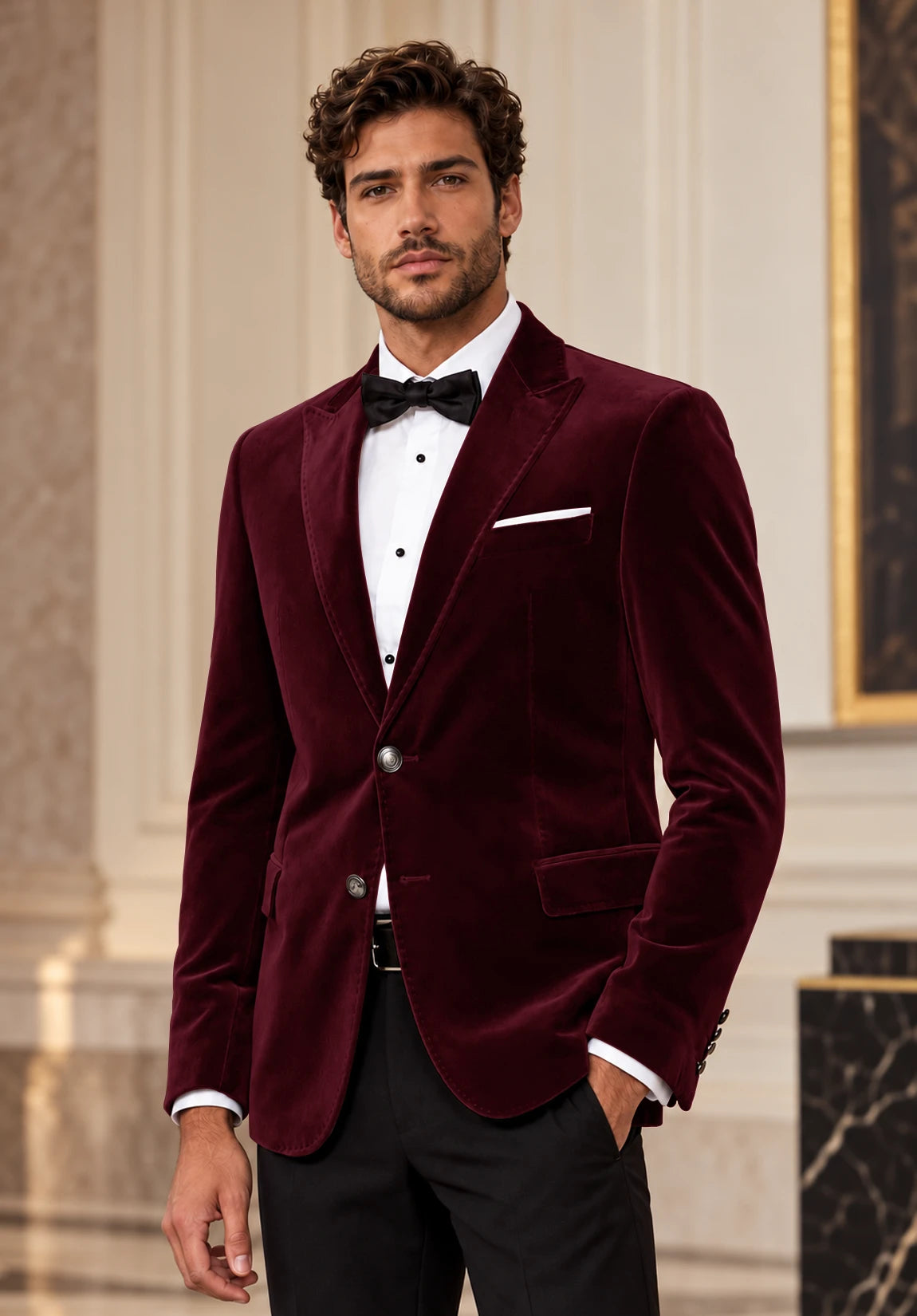 Men's Burgundy velvet jacket