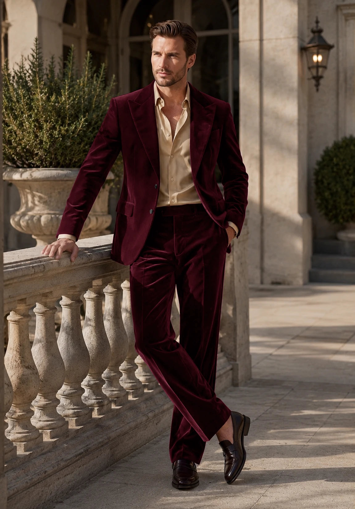 Men burgundy Suit