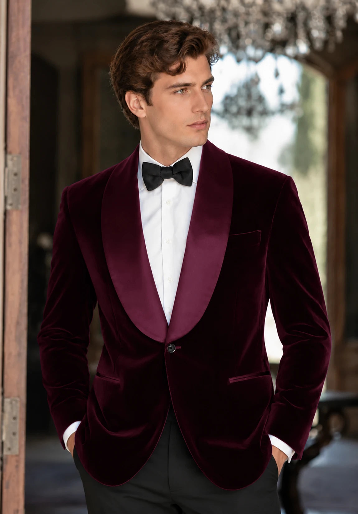 Men's Burgundy velvet jacket