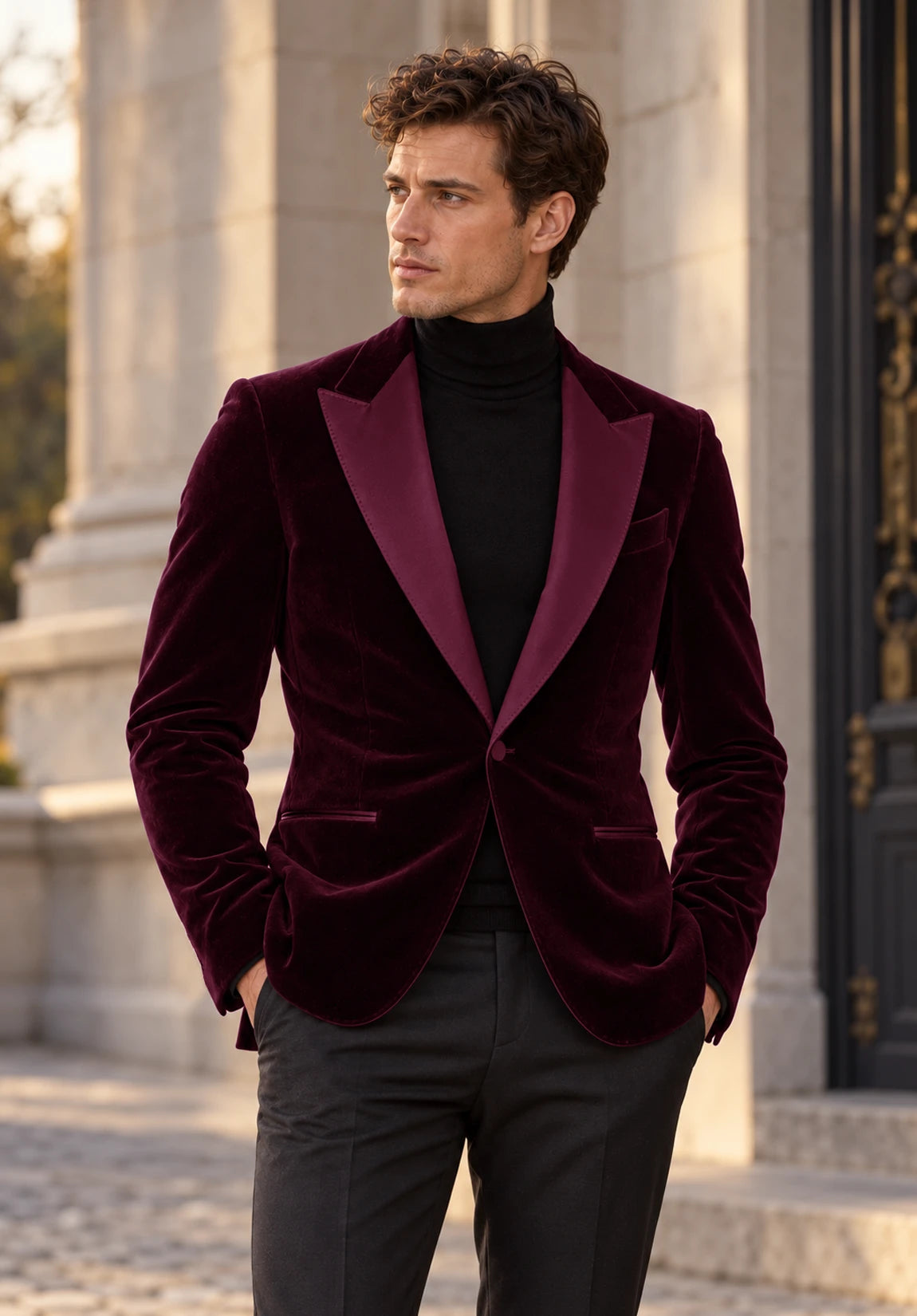 Men's Burgundy velvet jacket