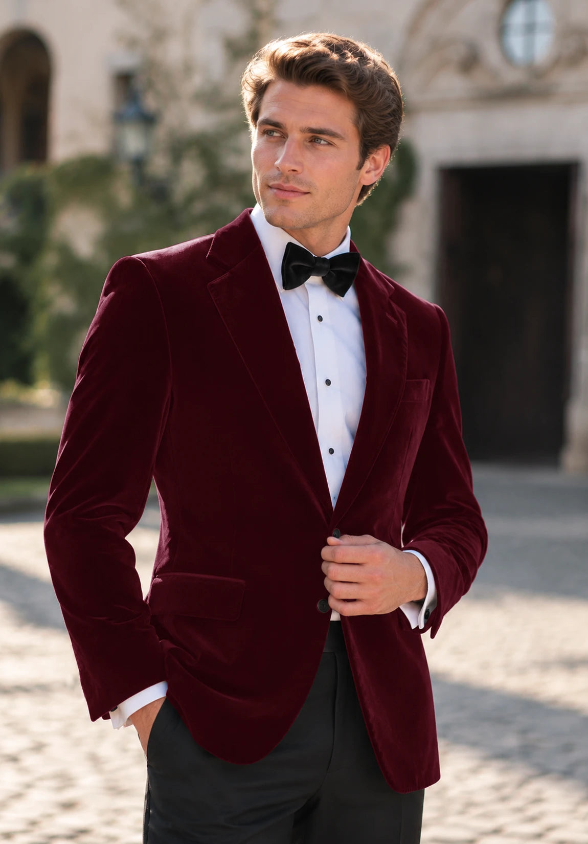 Men's Burgundy velvet jacket