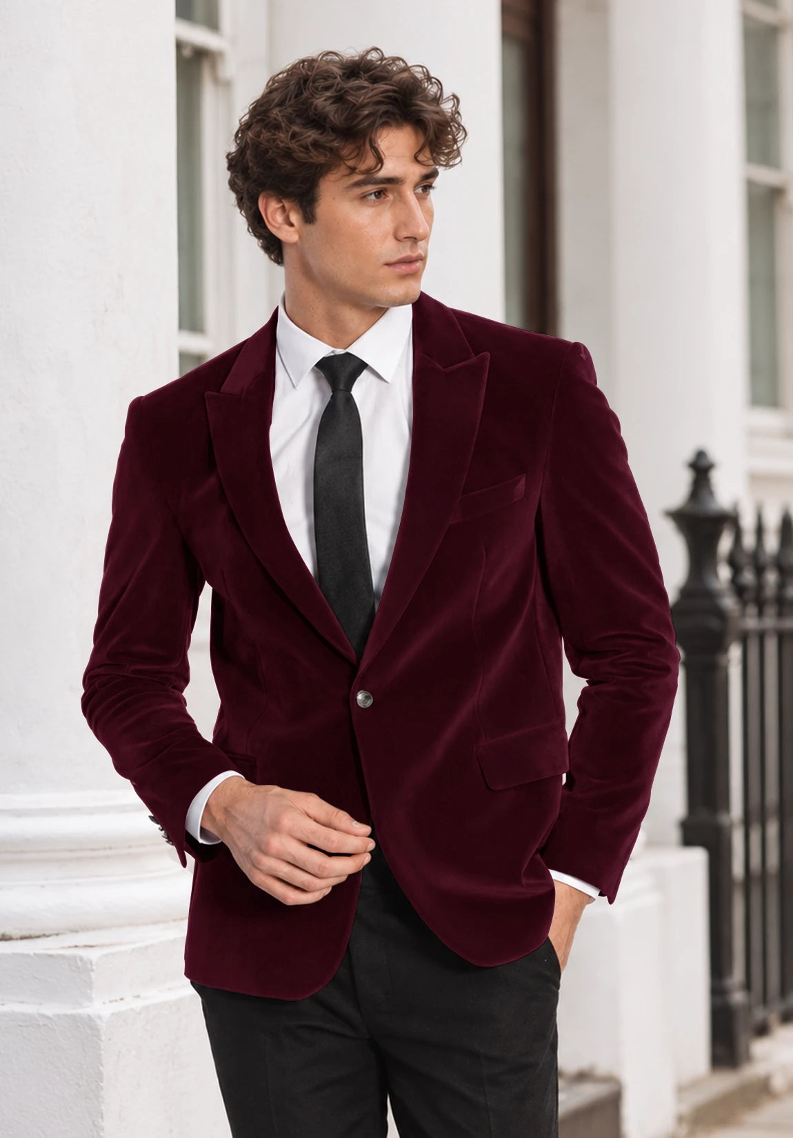 Men's Burgundy velvet jacket