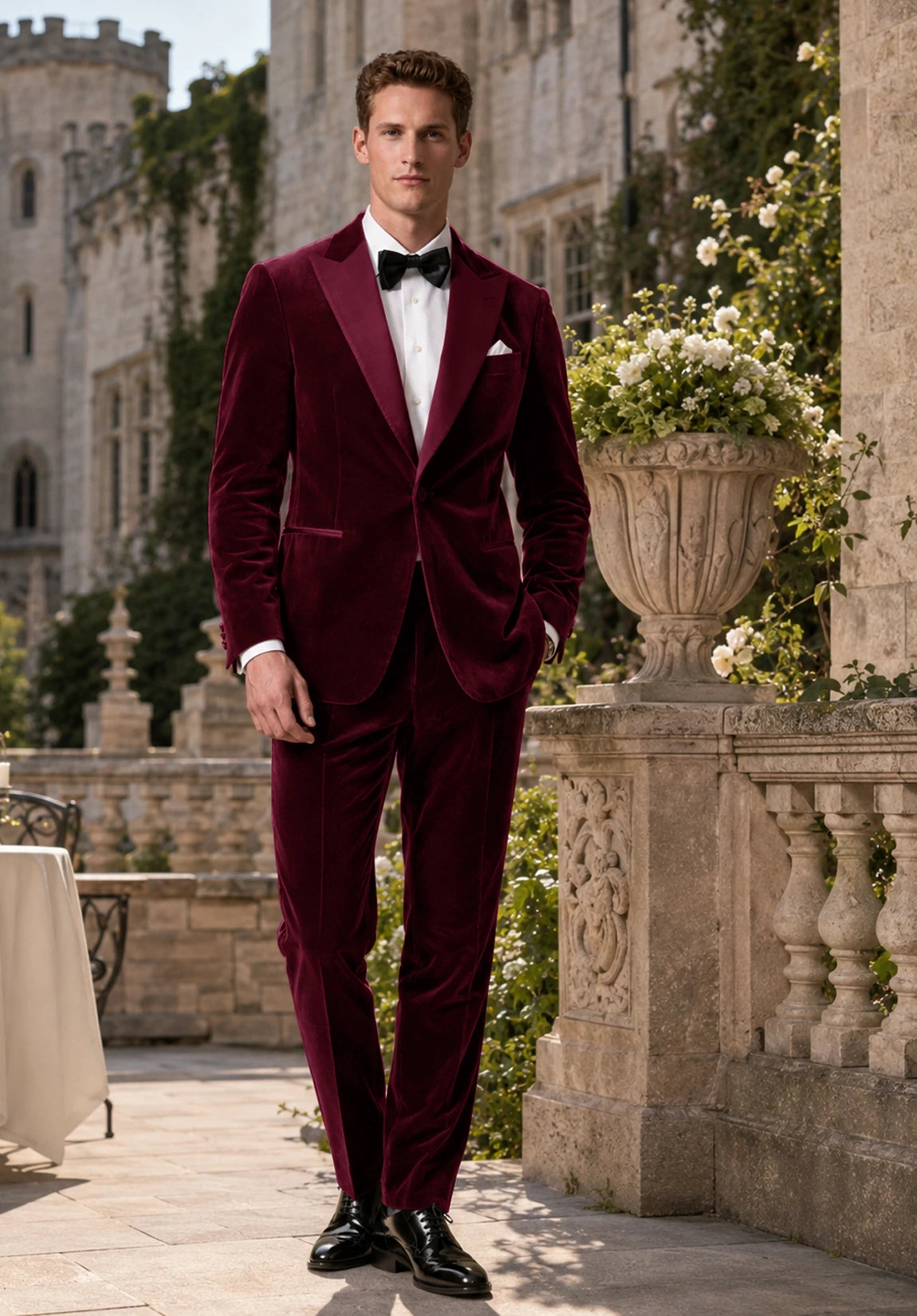Men burgundy Suit
