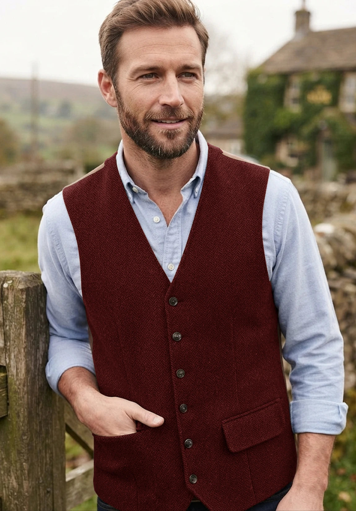 Men's burgundy vest