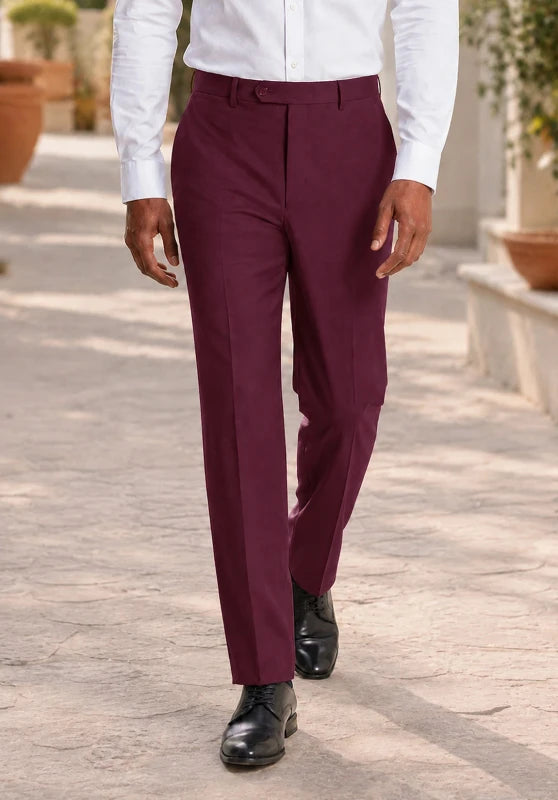 Men's burgundy suit pants