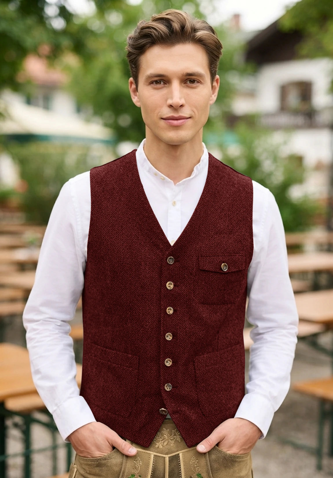 Men's burgundy vest