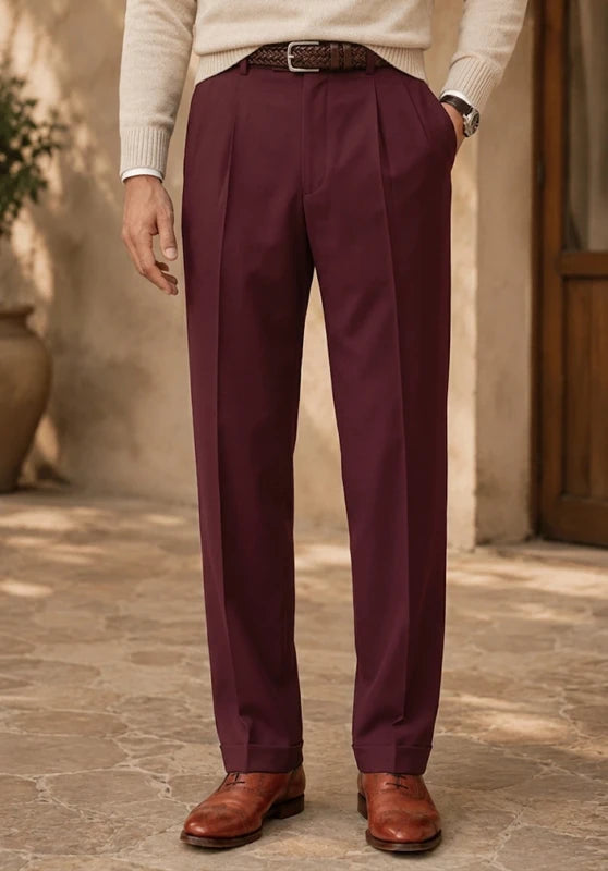 men burgundy dress pants