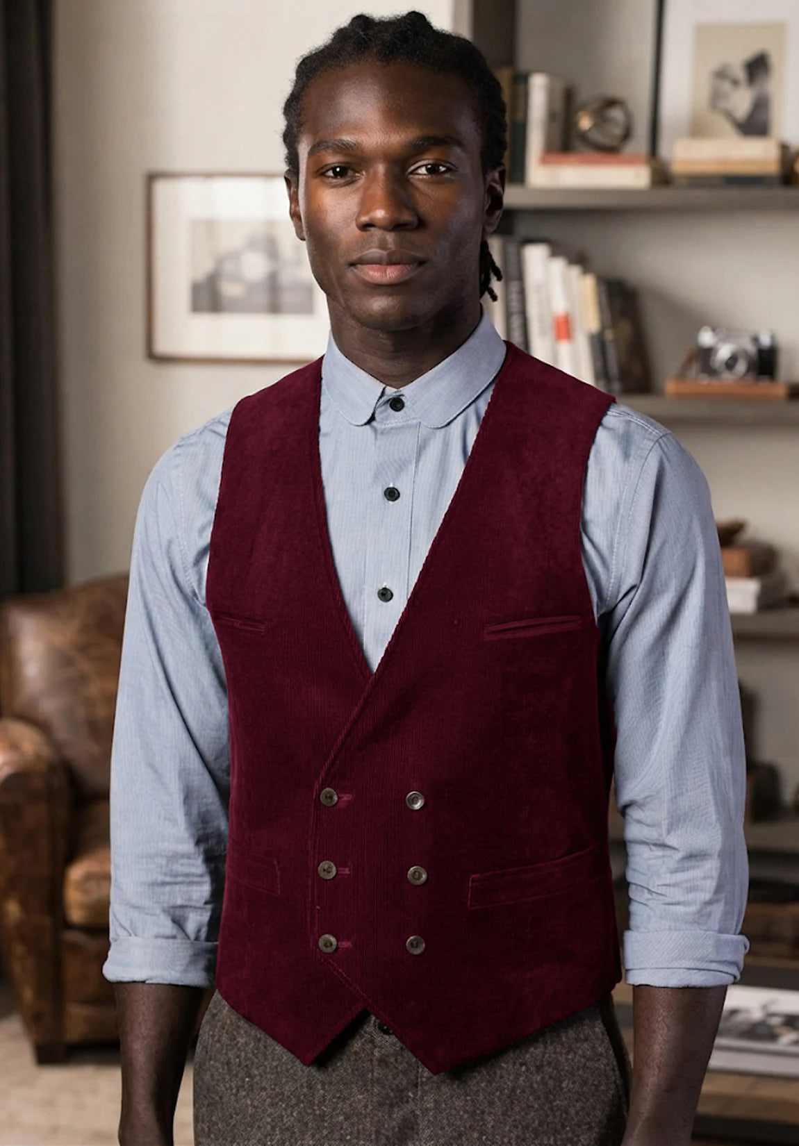 Men's burgundy vest