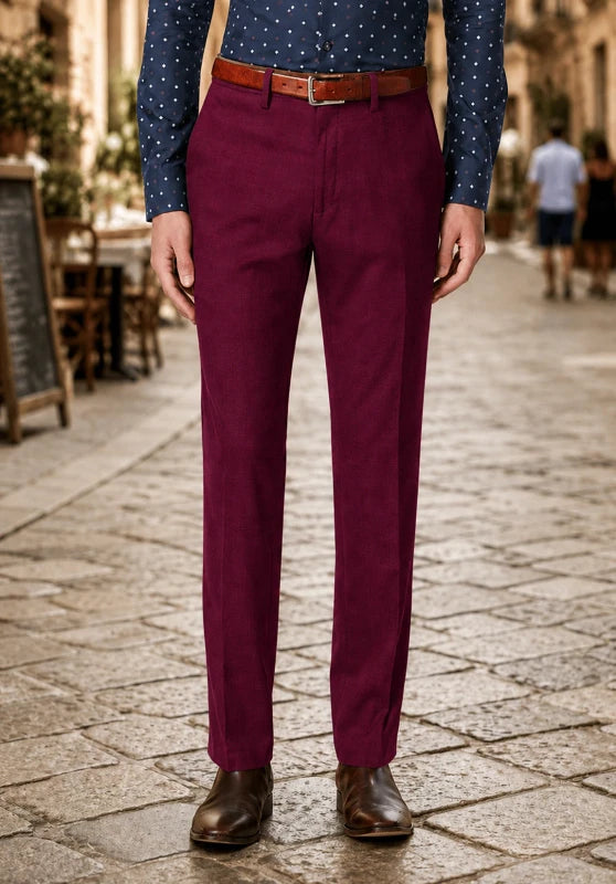 Men's burgundy suit pants