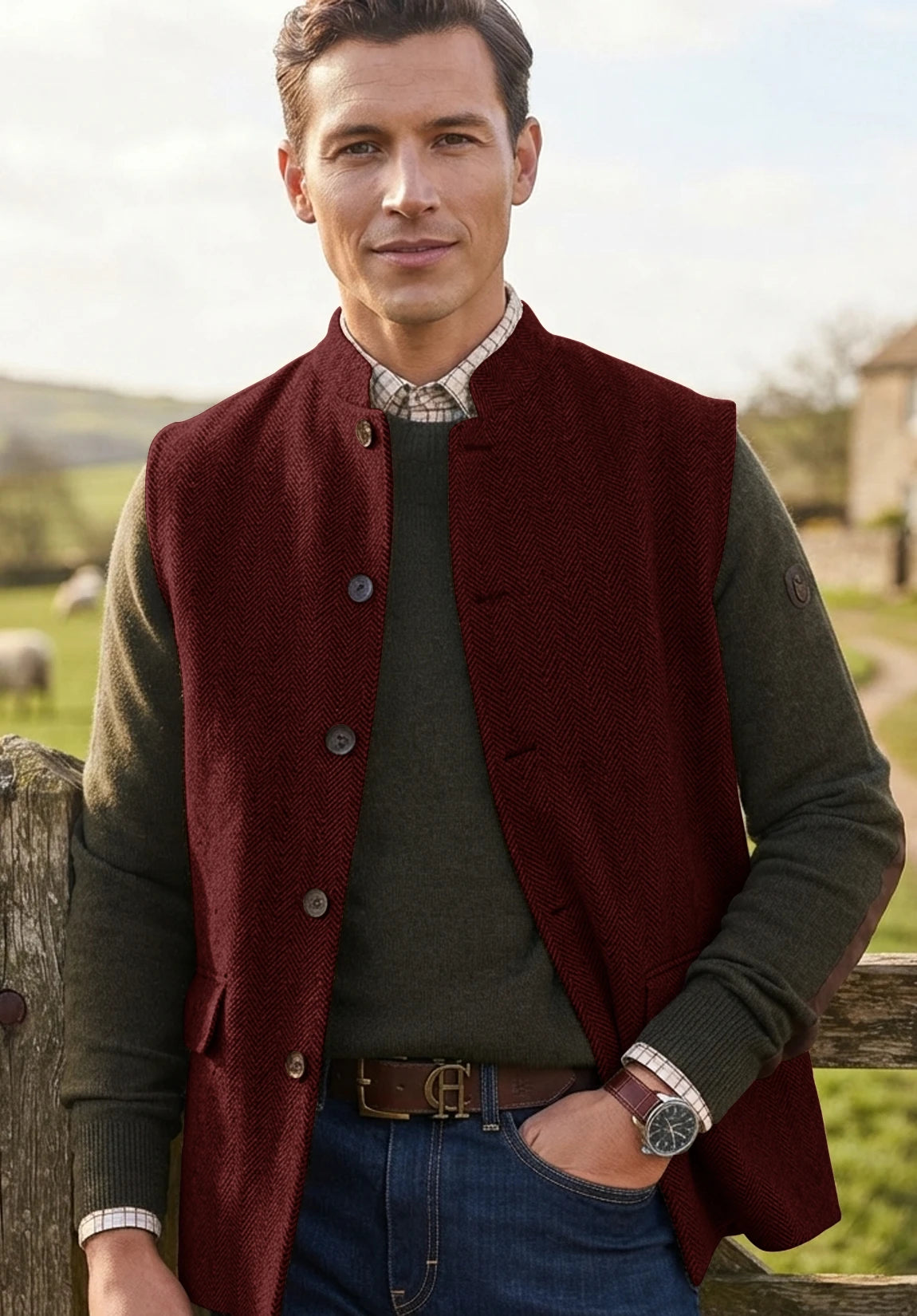 Men's burgundy vest