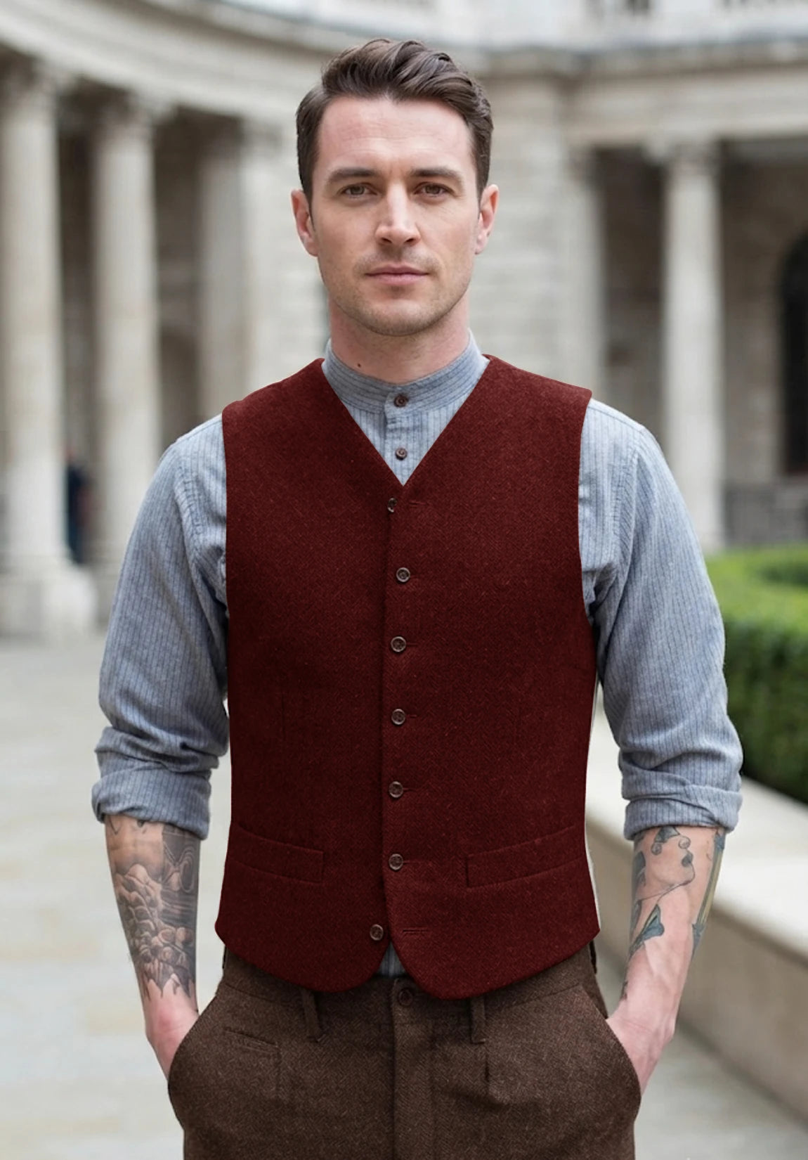 Men's burgundy vest