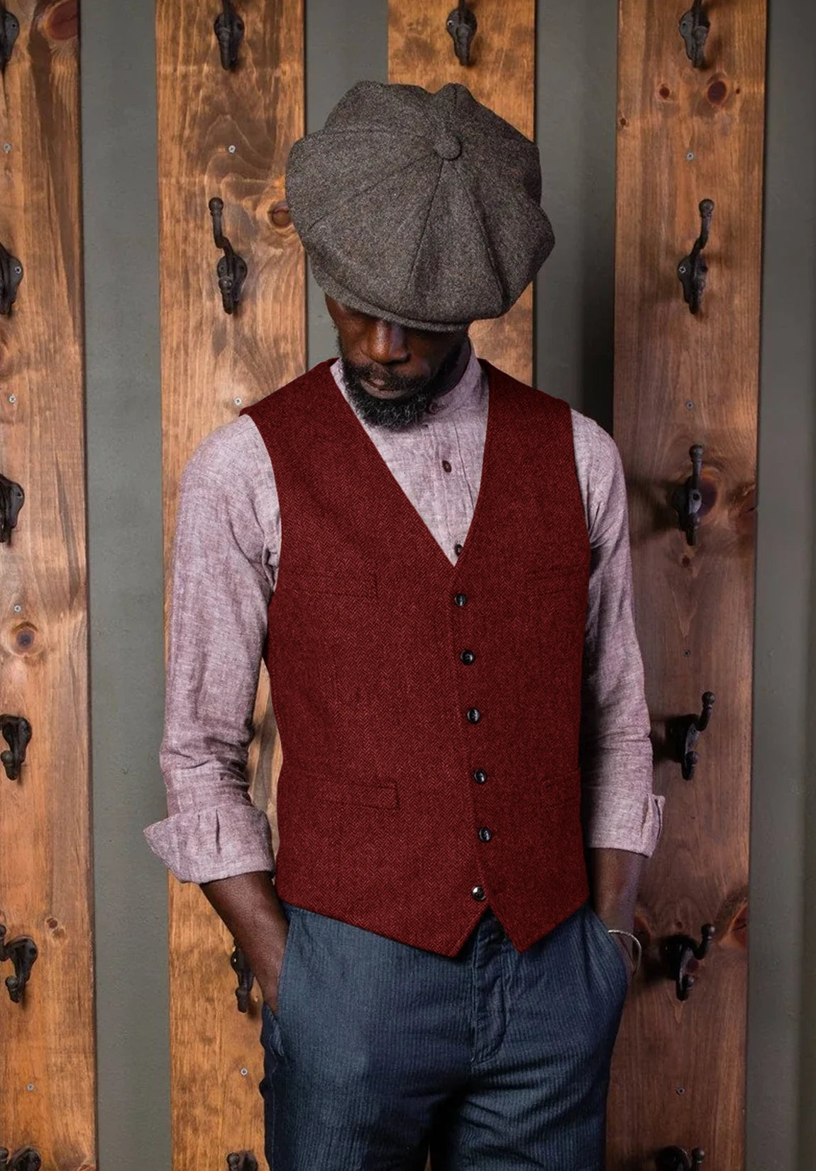 Men's burgundy vest