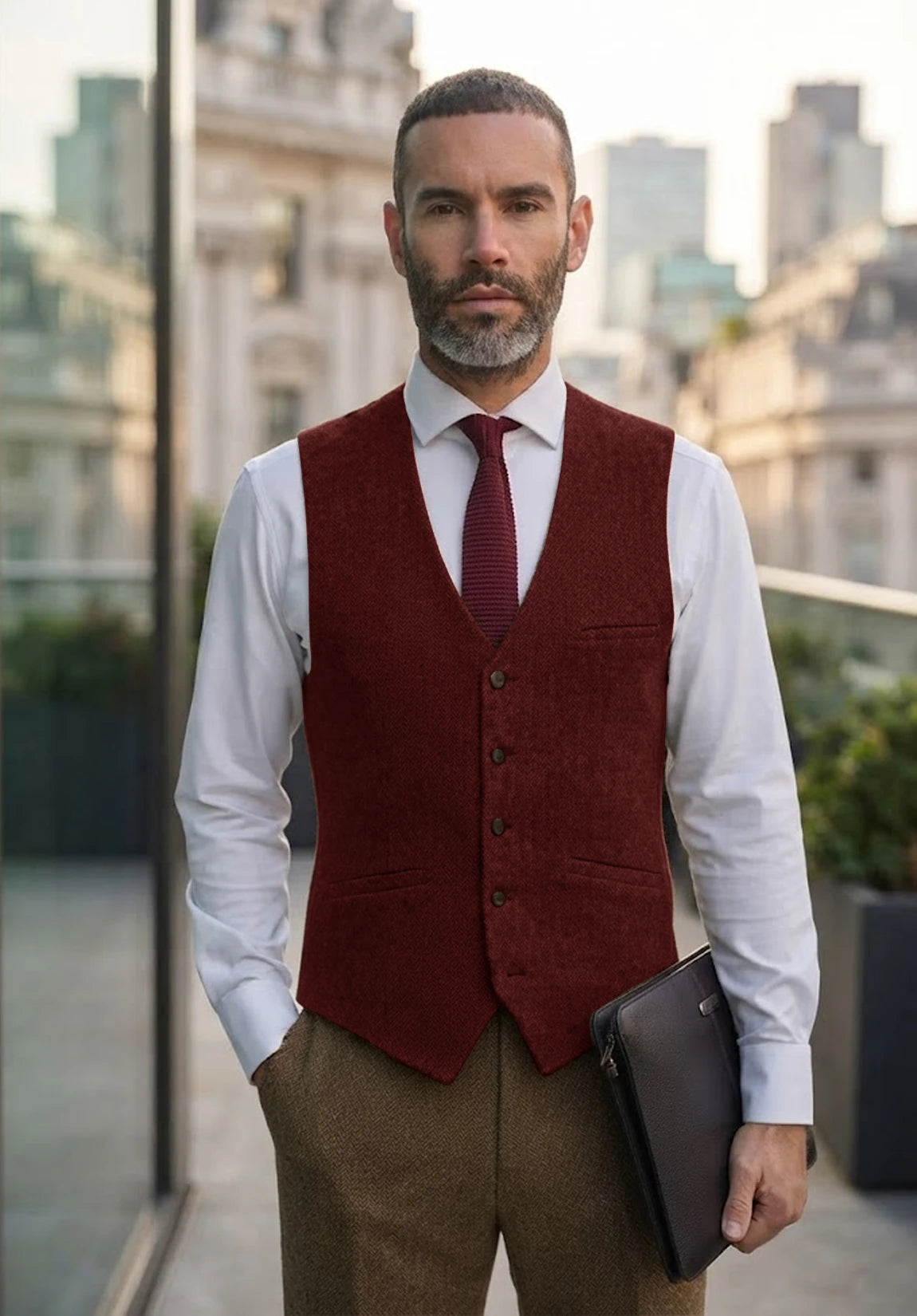 Men's burgundy vest