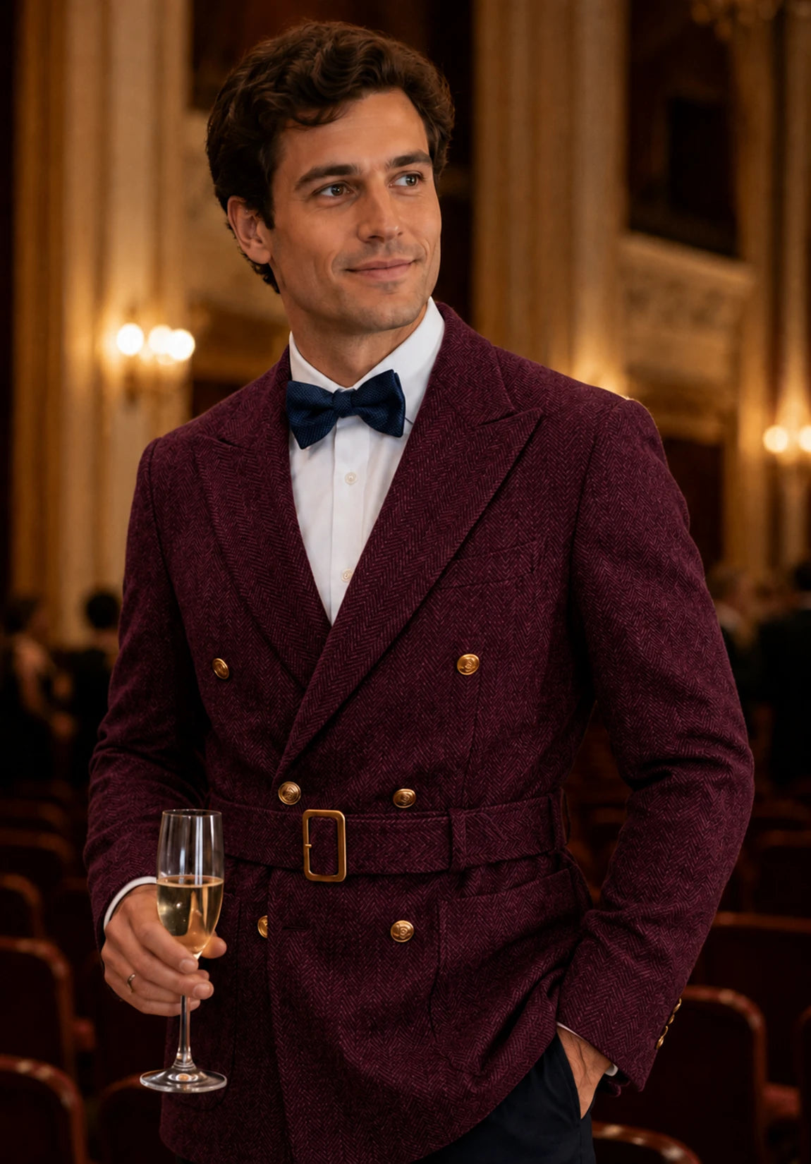 Men's burgundy herringbone jacket