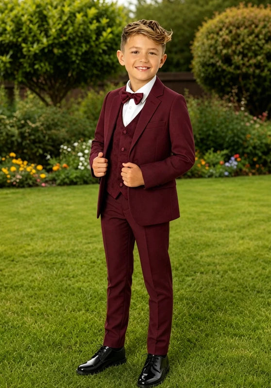 boy Burgundy 3 piece  suit