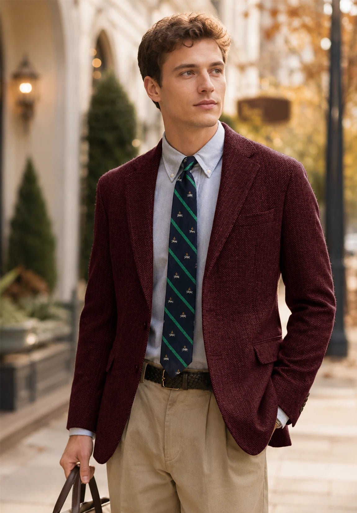 Men's burgundy herringbone jacket