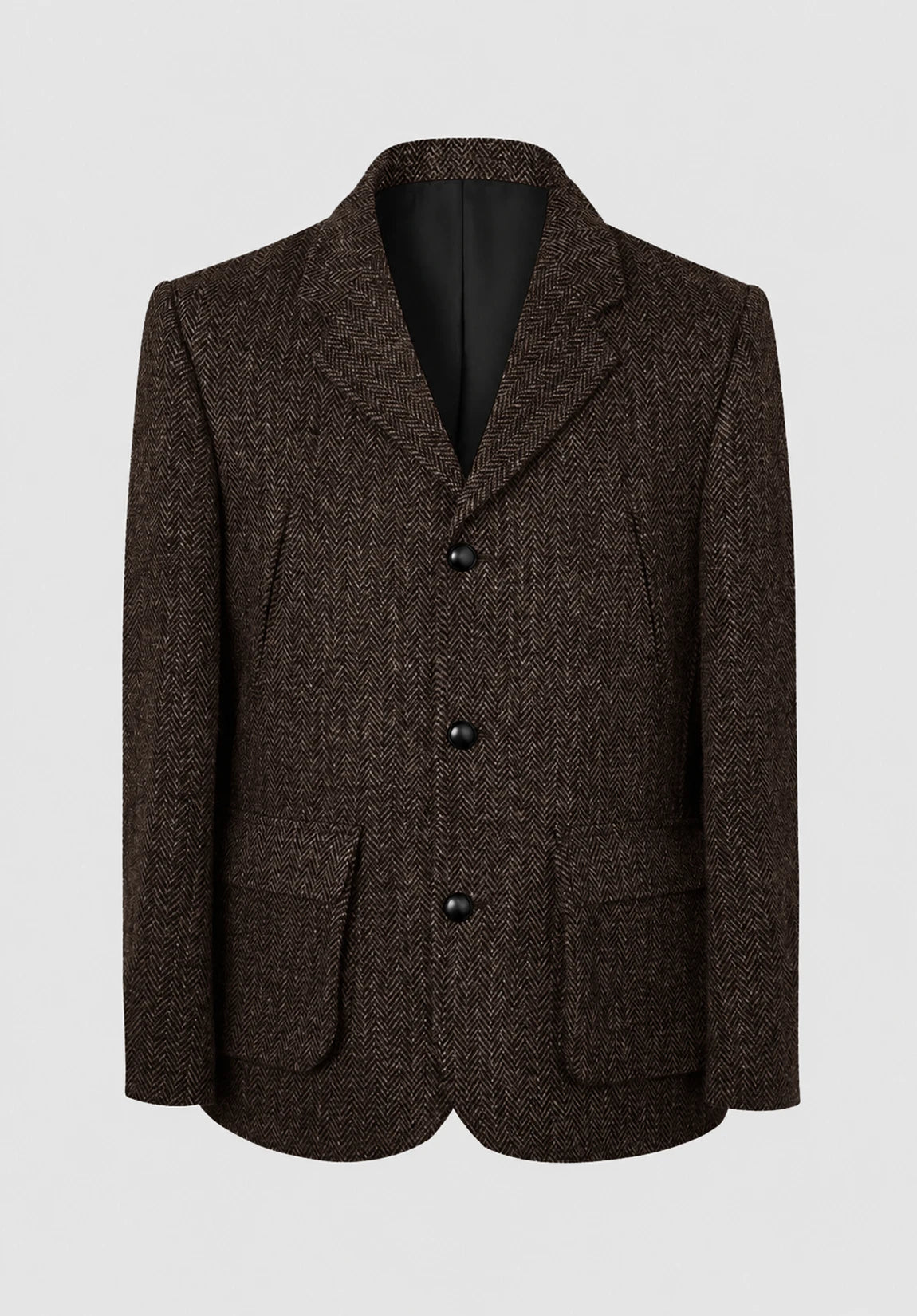 Men's coffee herringbone jacket