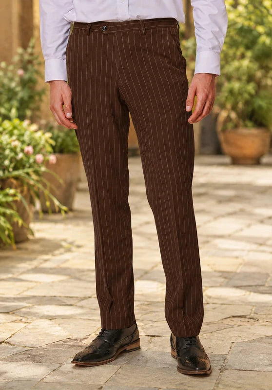 Men's coffee striped pants