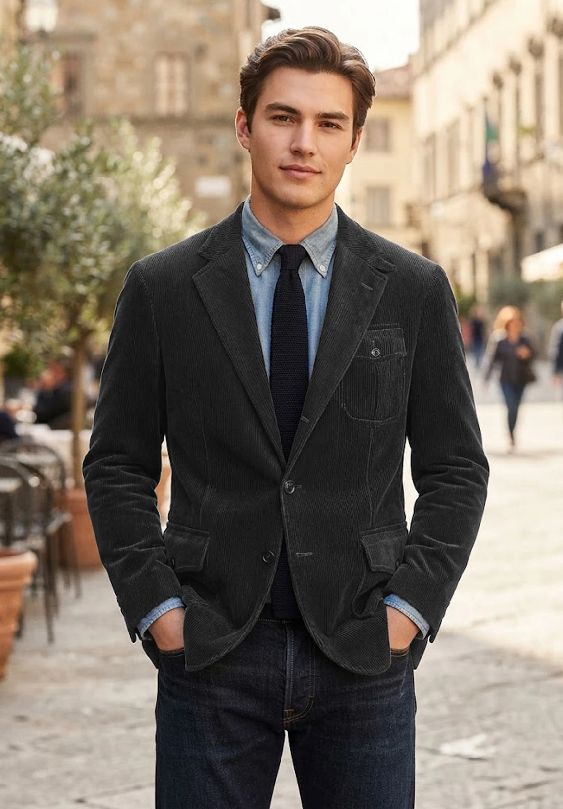 Men's dark gray corduroy jacket