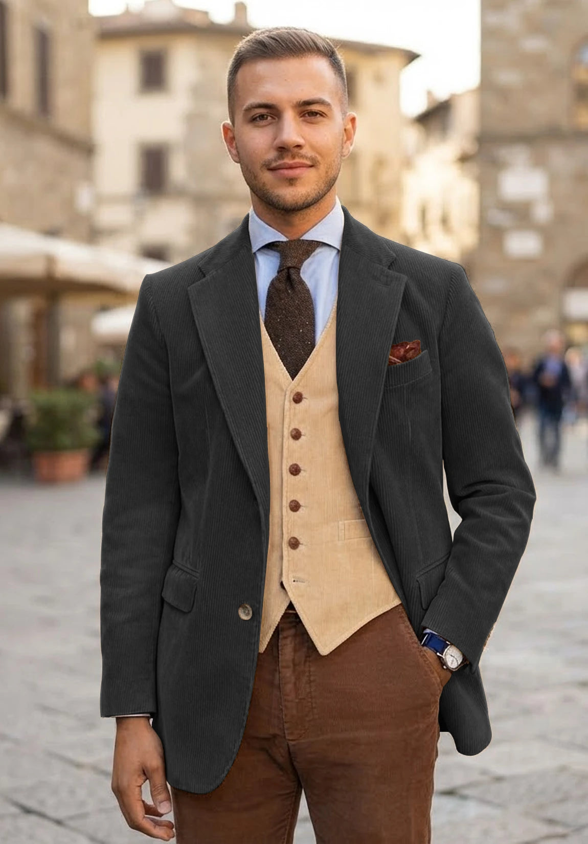 Men's dark gray corduroy jacket