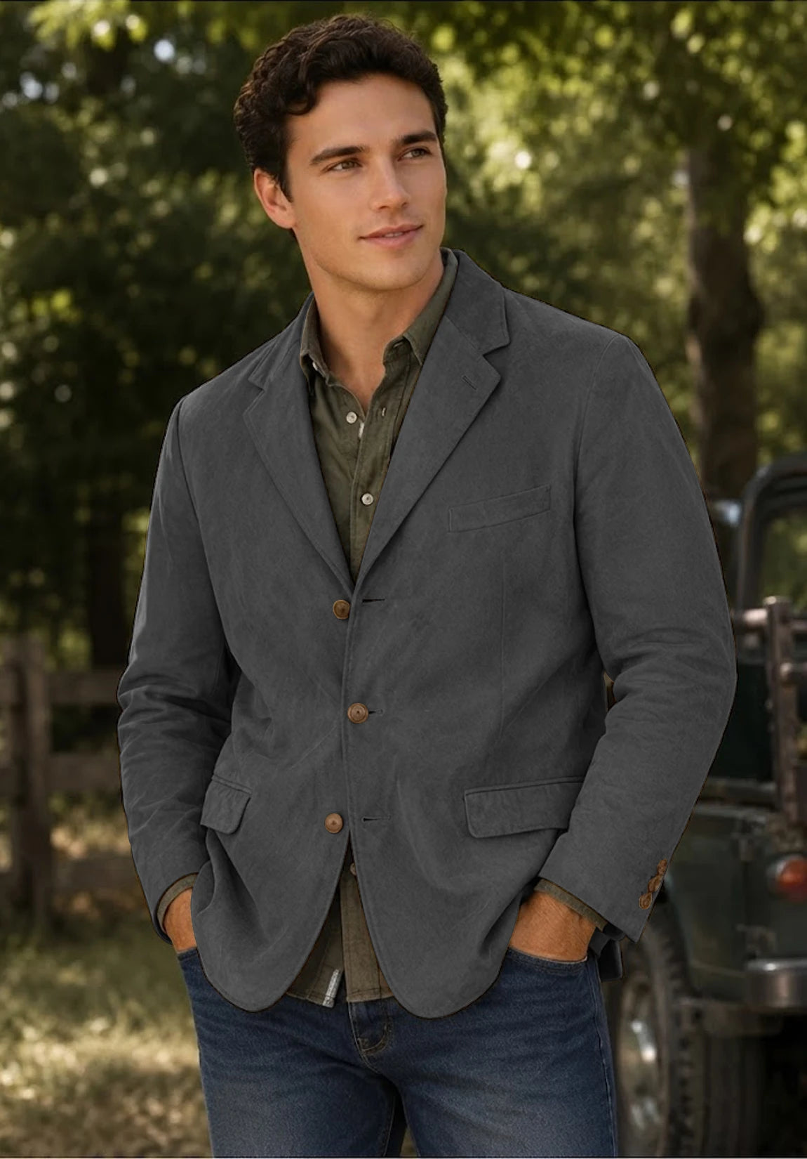 Men's dark gray suede jacket