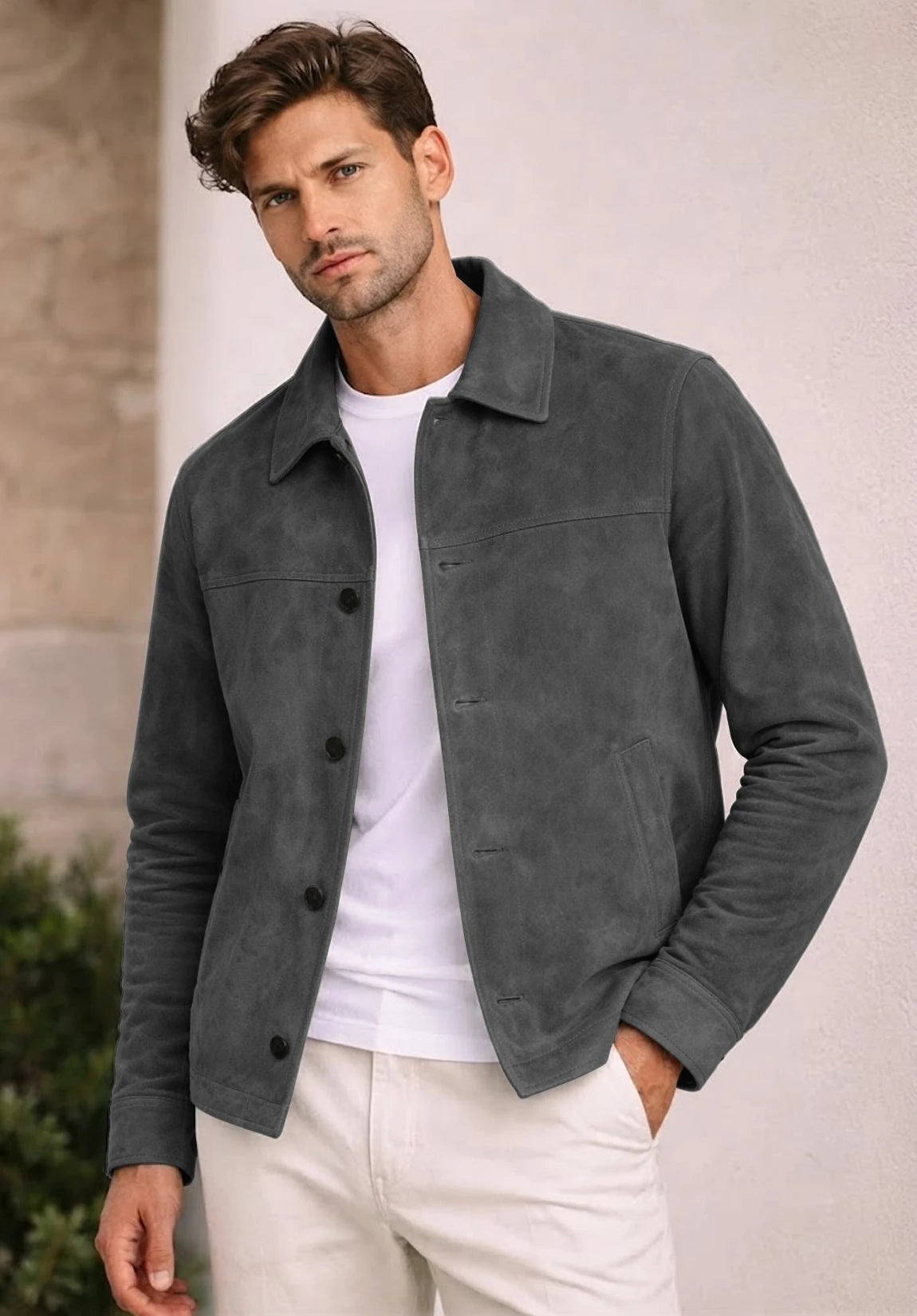 Men's dark gray suede jacket