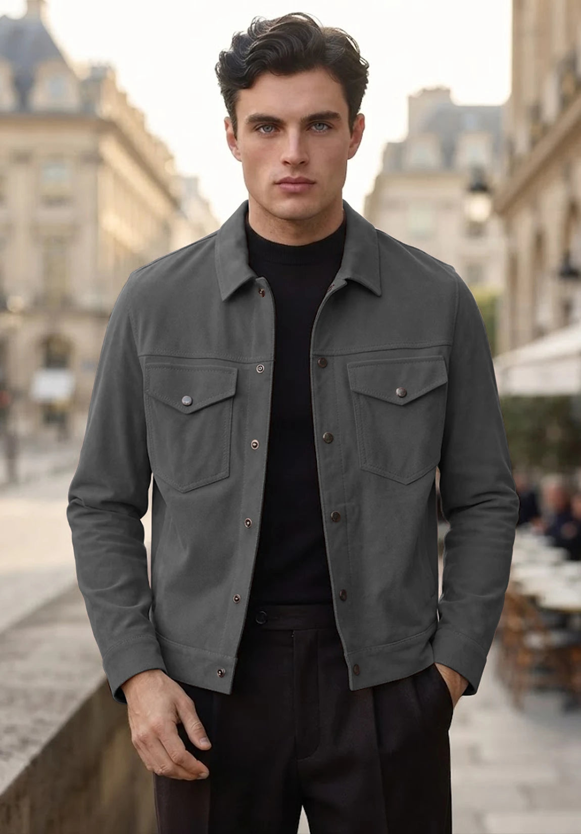 Men's dark gray suede jacket