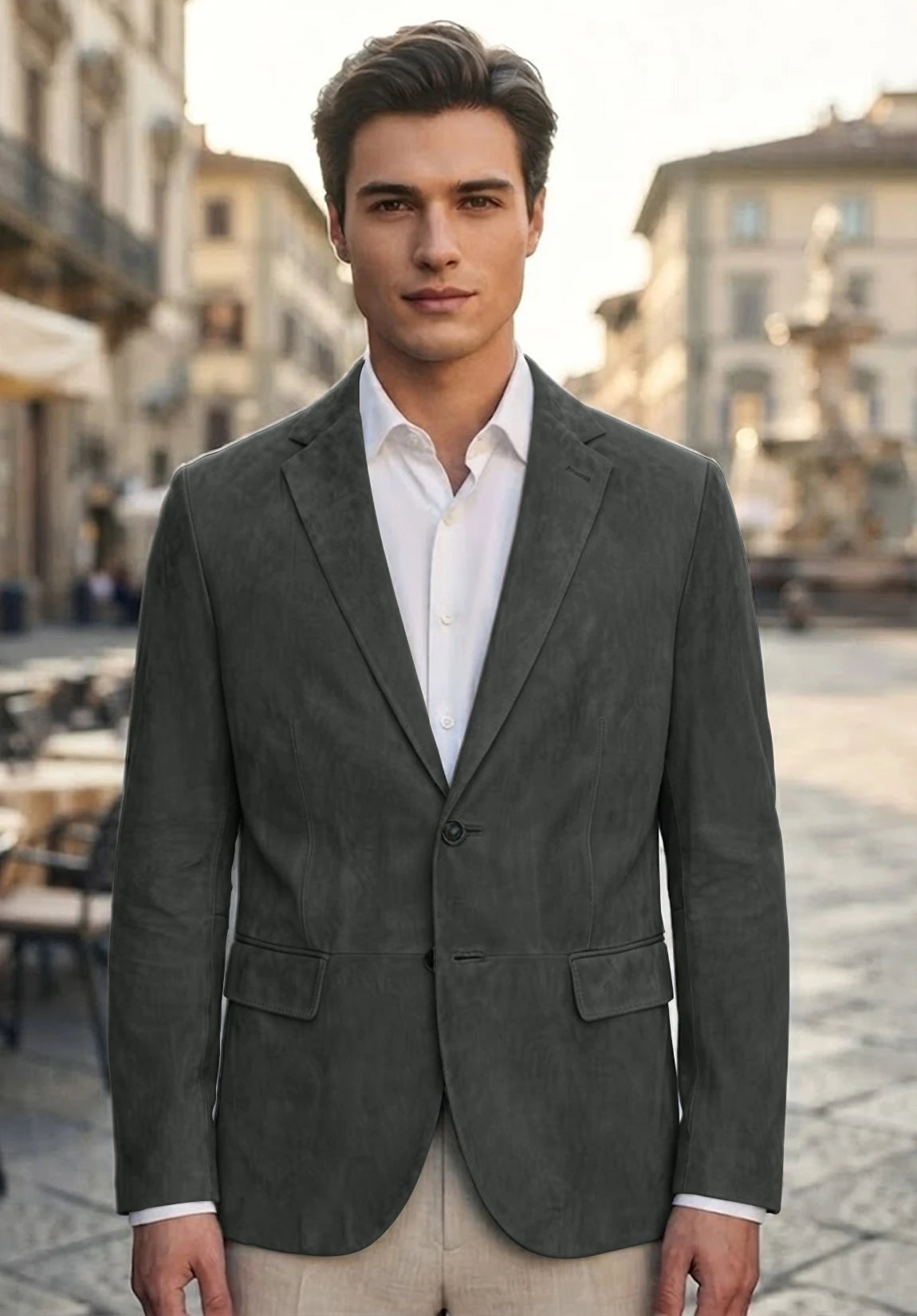 Men's dark gray suede jacket