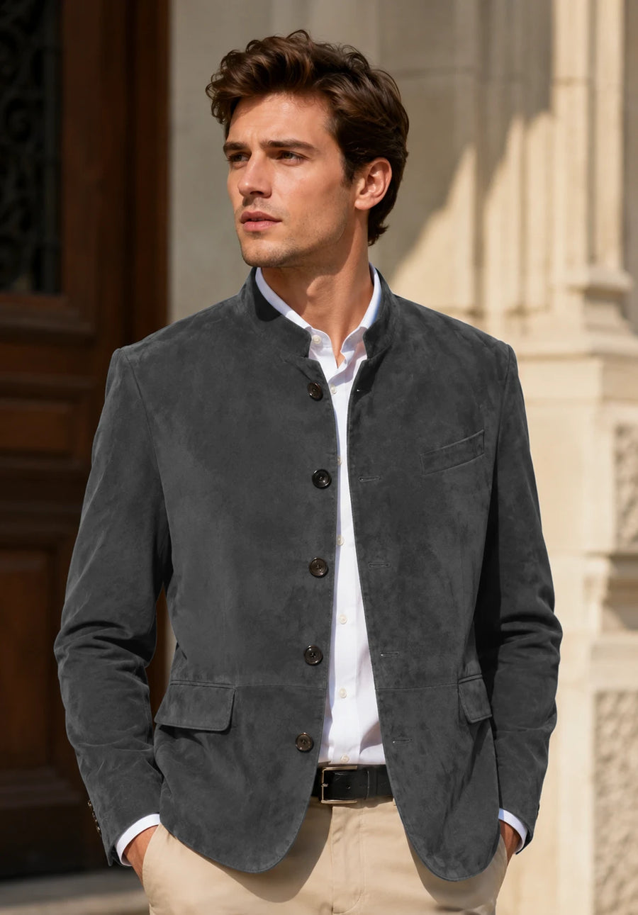 Men's dark gray suede jacket