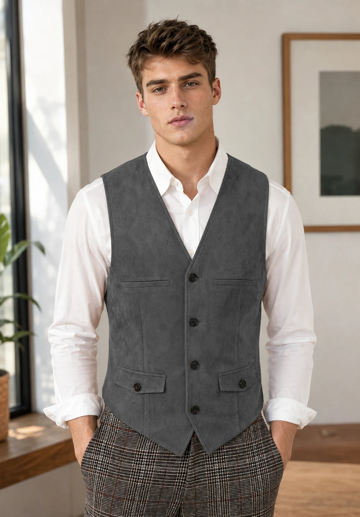 Men's dark gray vest