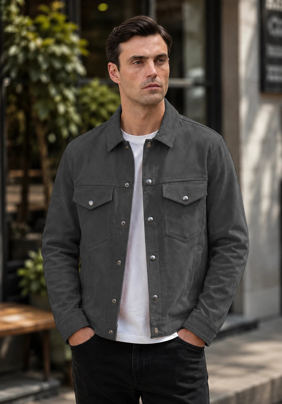 Men's dark gray suede jacket