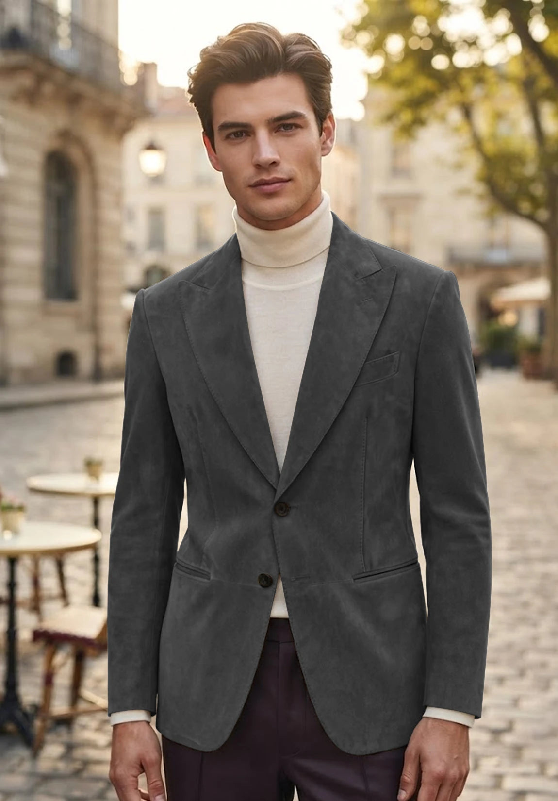 Men's dark gray suede jacket