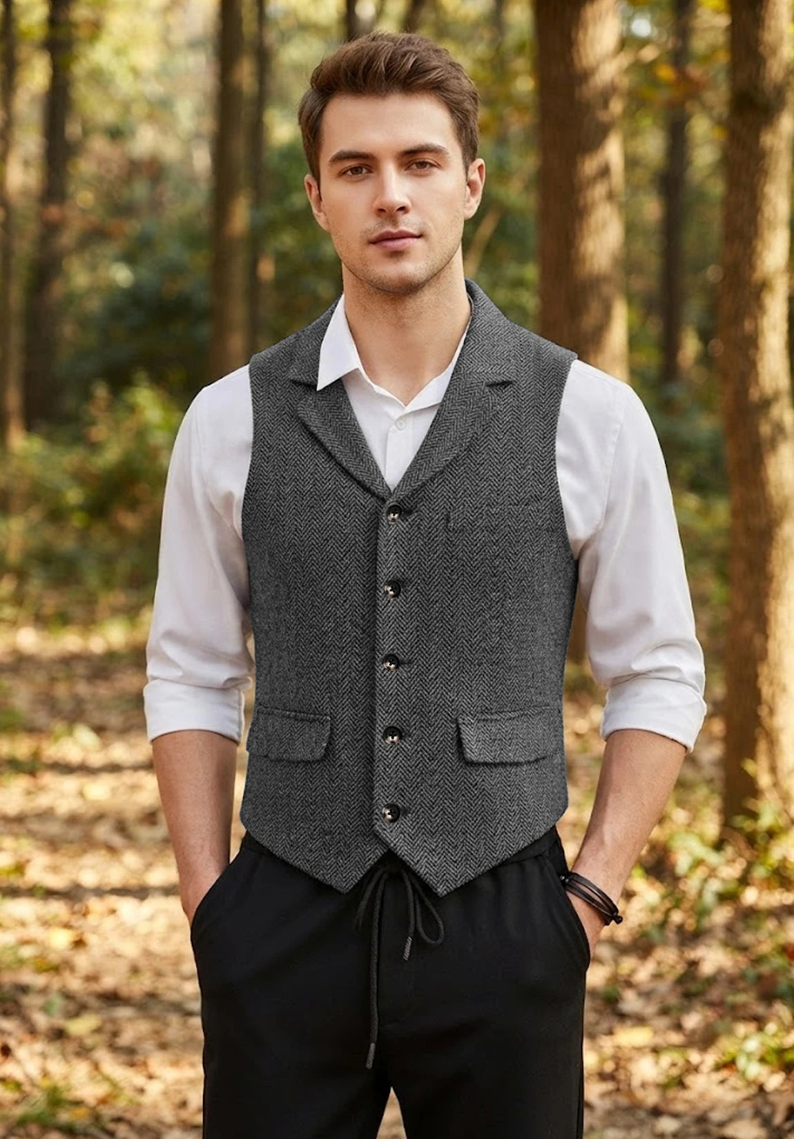 Men's dark gray vest