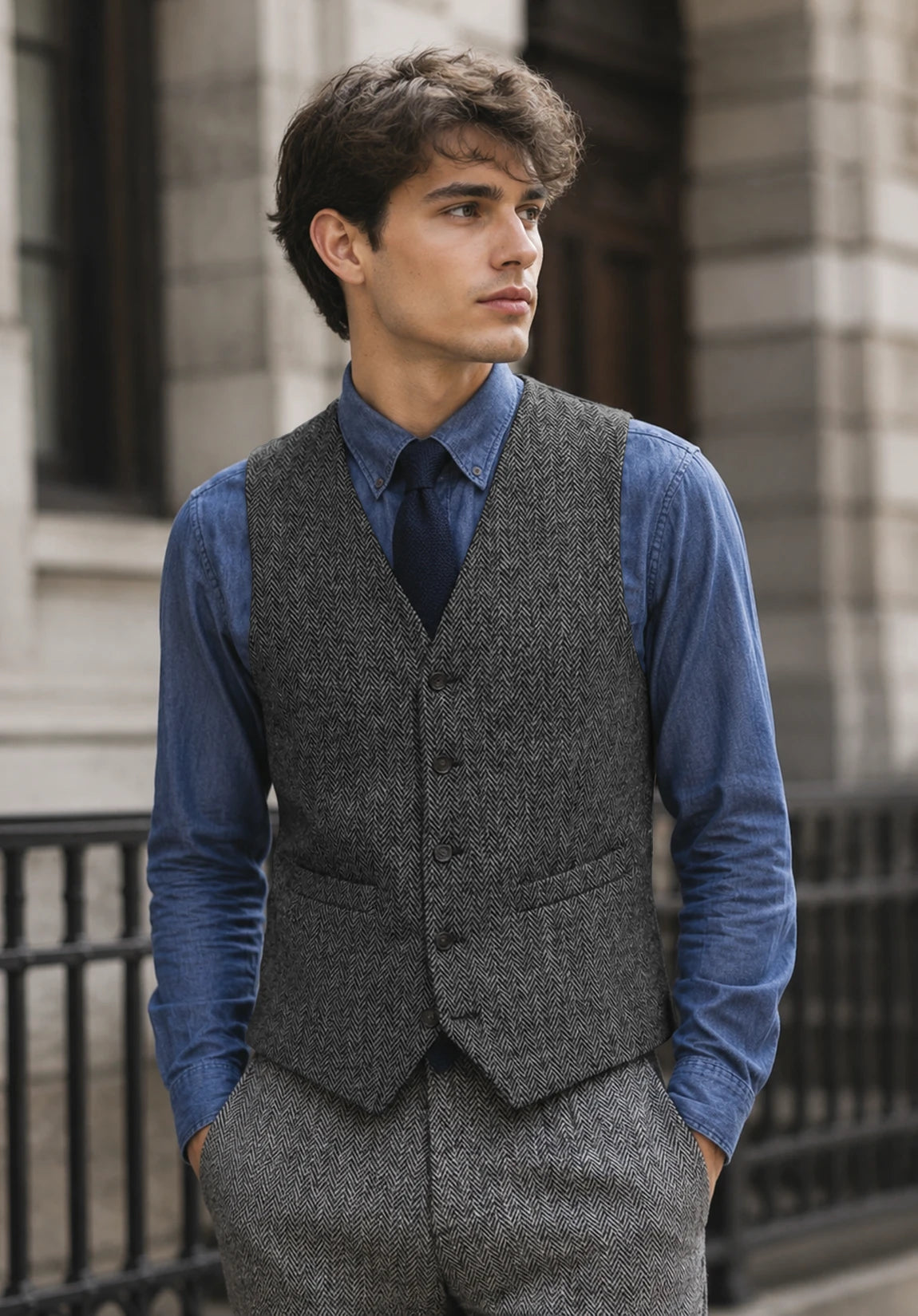 Men's dark gray vest