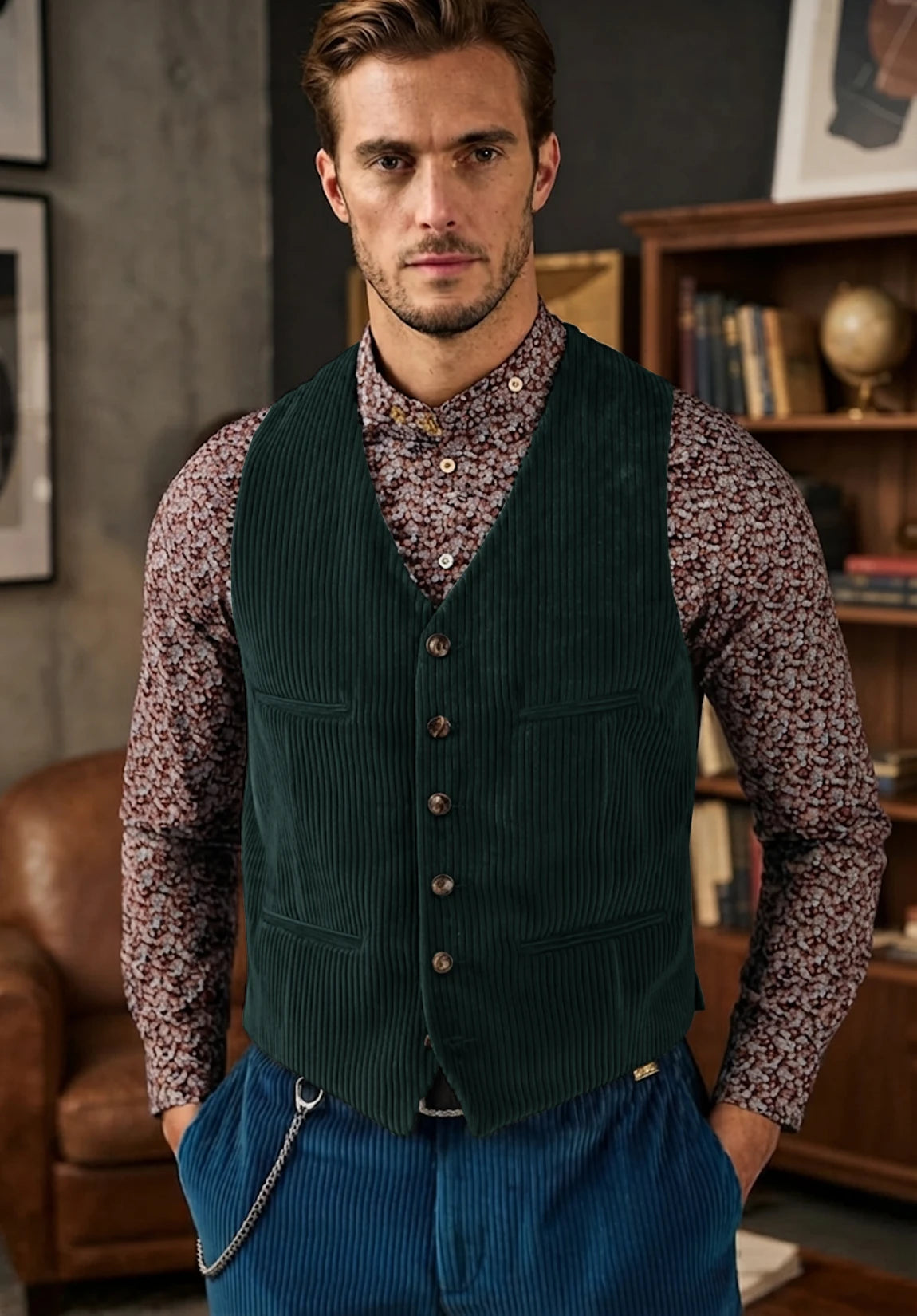 Men's dark green vest