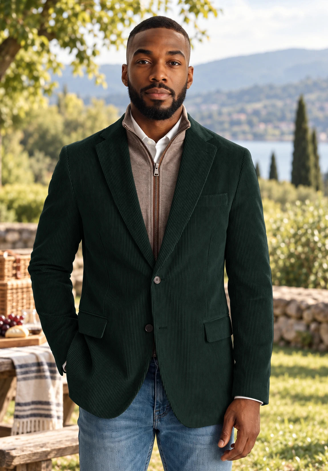 Men's dark green corduroy jacket