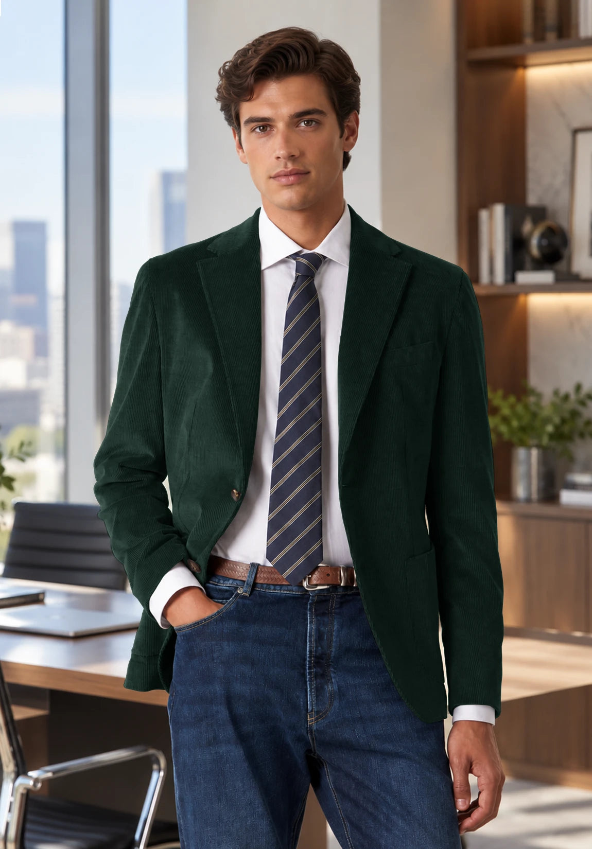 Men's dark green corduroy jacket