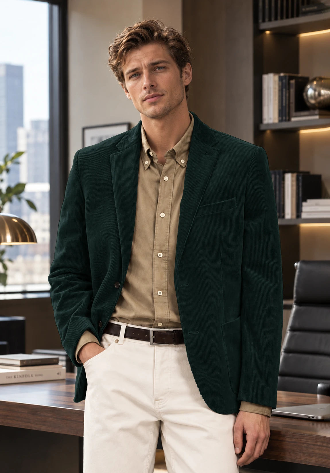 Men's dark green corduroy jacket