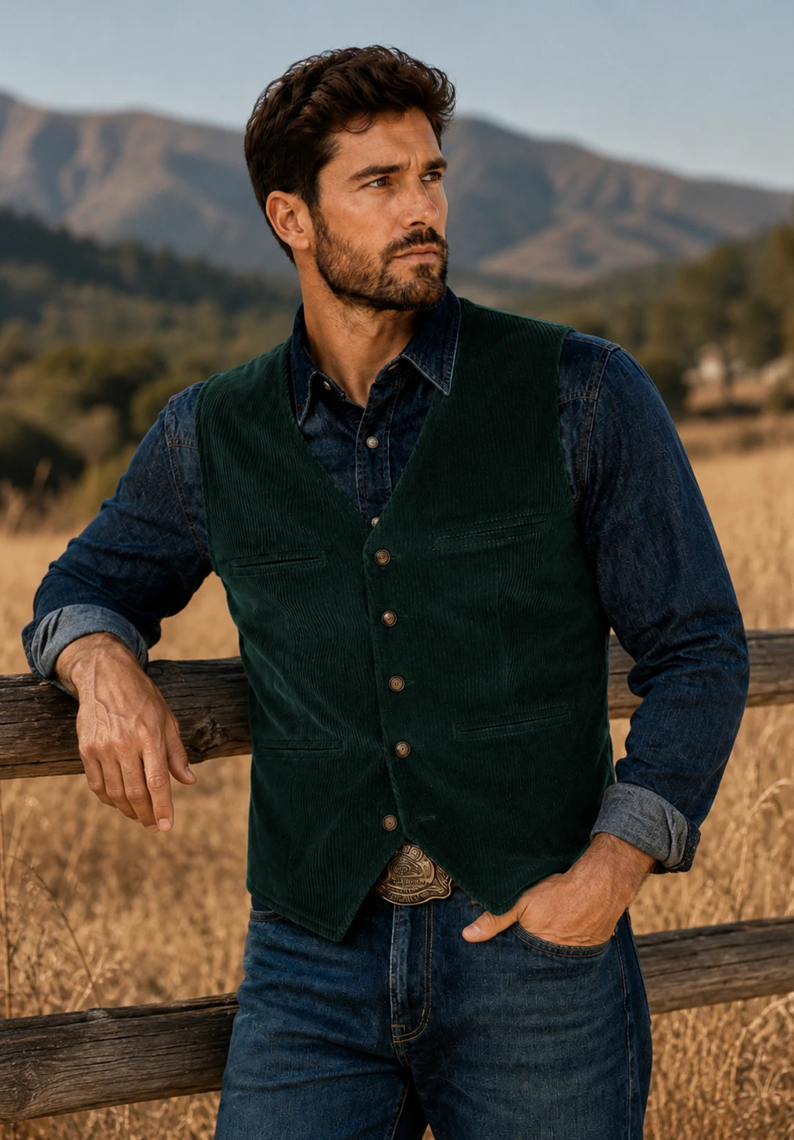 Men's dark green vest