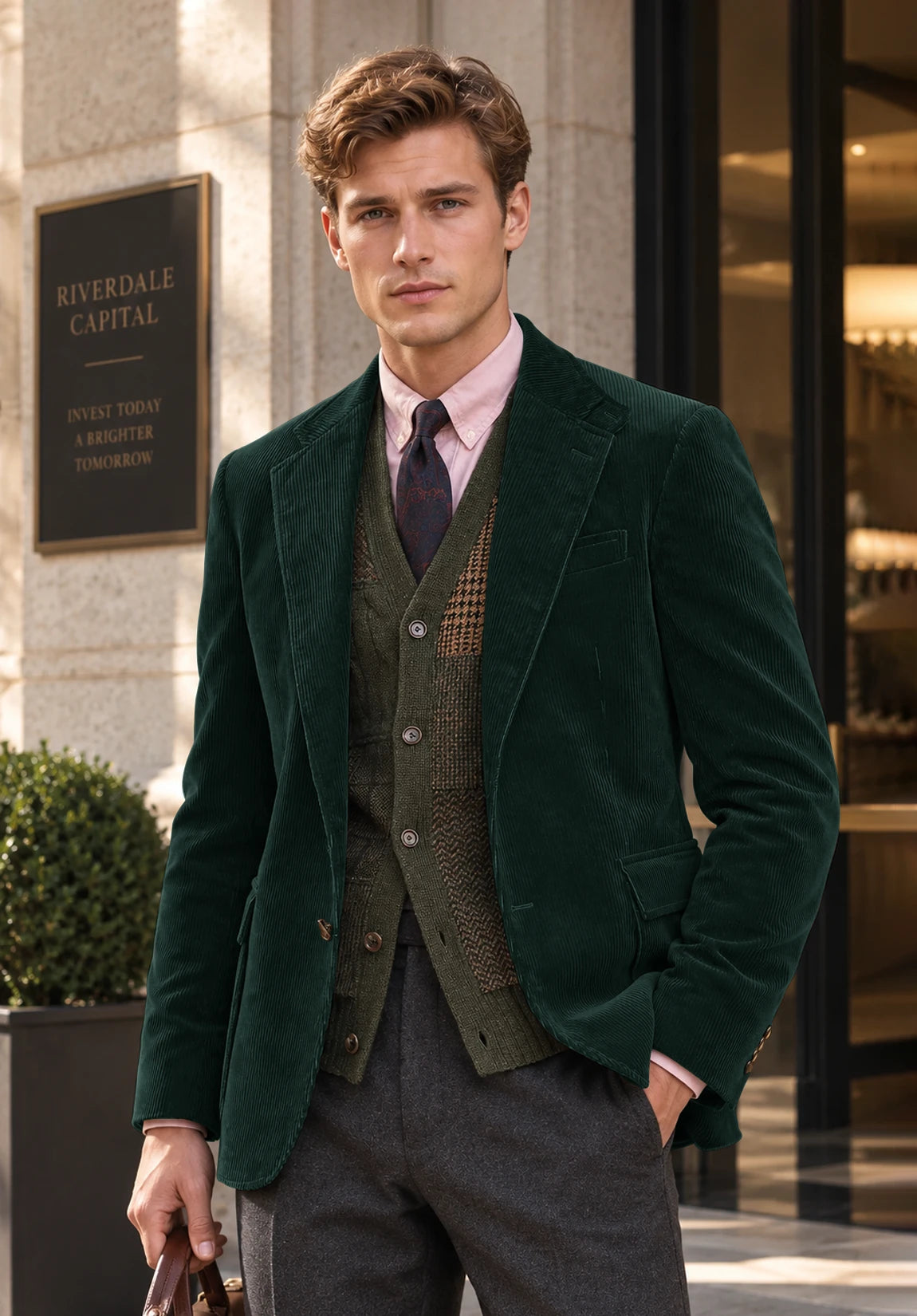 Men's dark green corduroy jacket