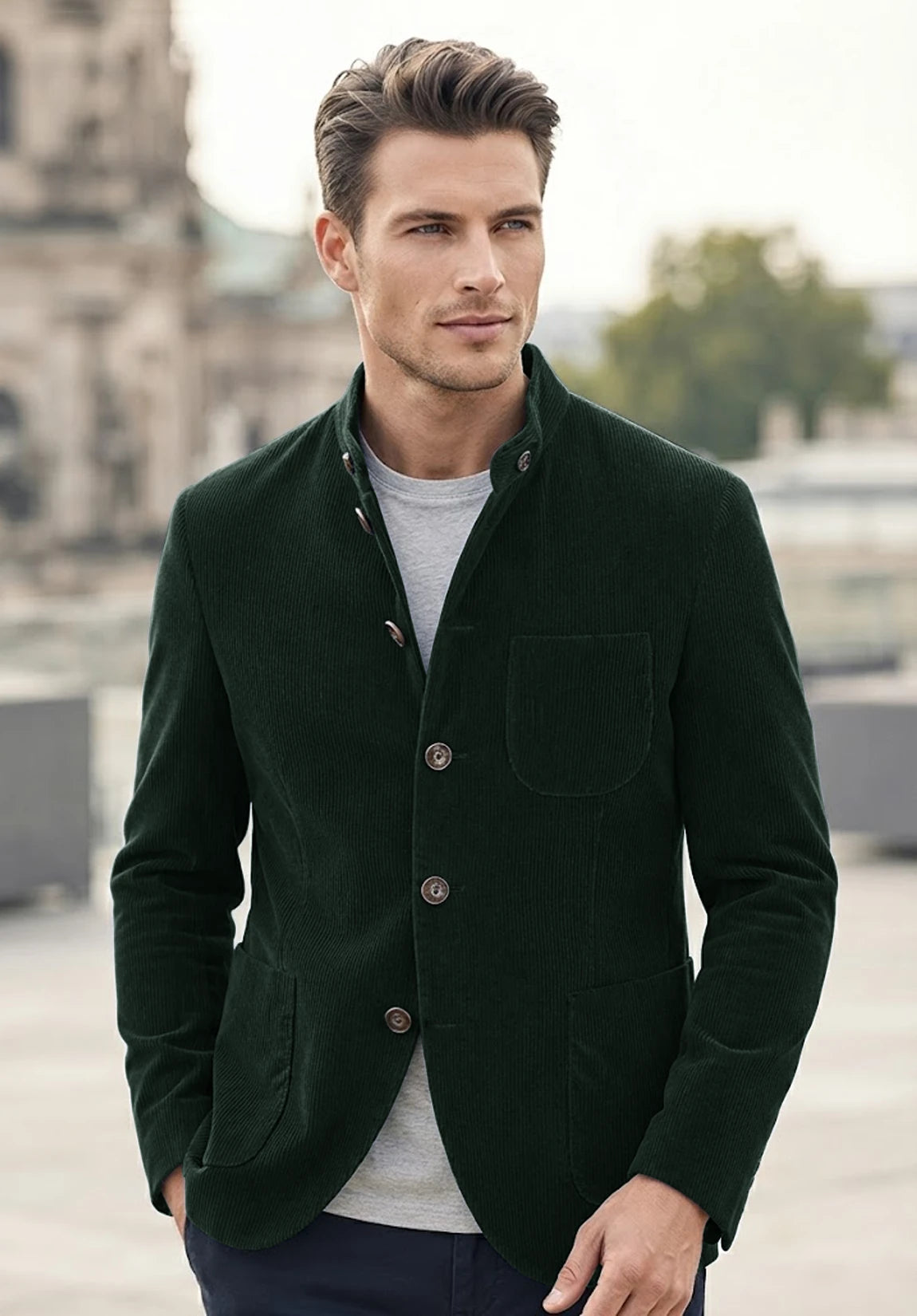 Men's dark green corduroy jacket