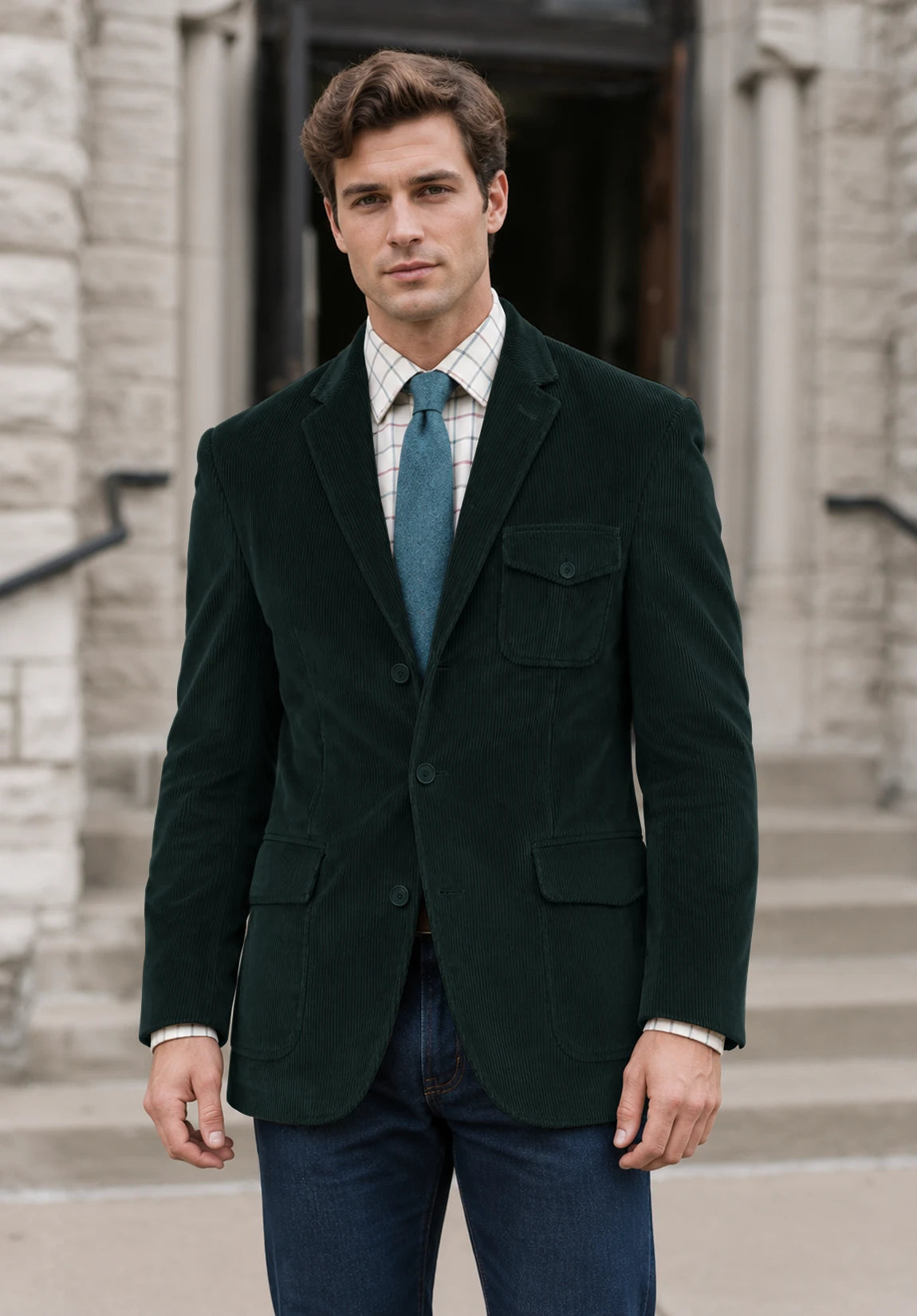 Men's dark green corduroy jacket