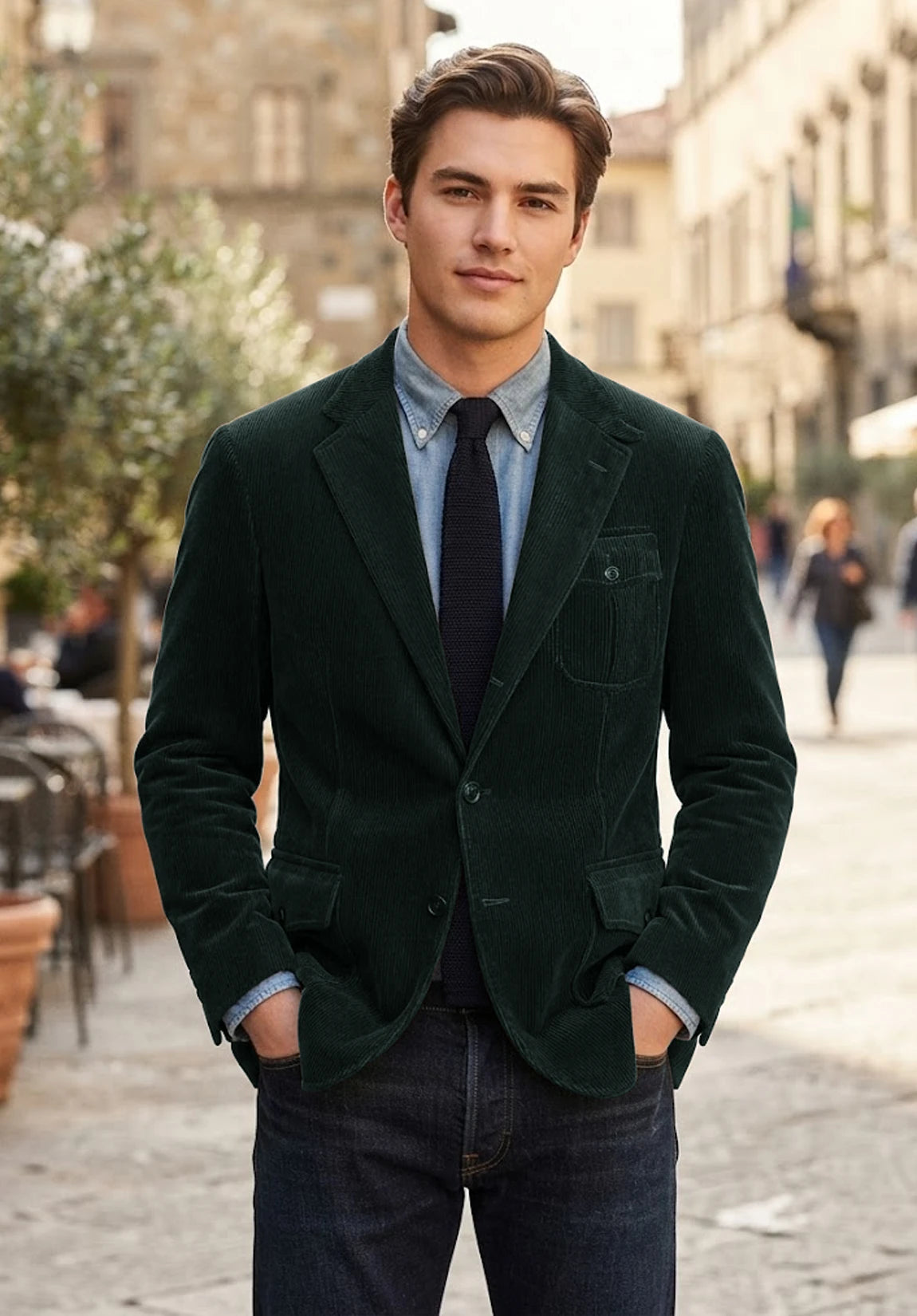 Men's dark green corduroy jacket