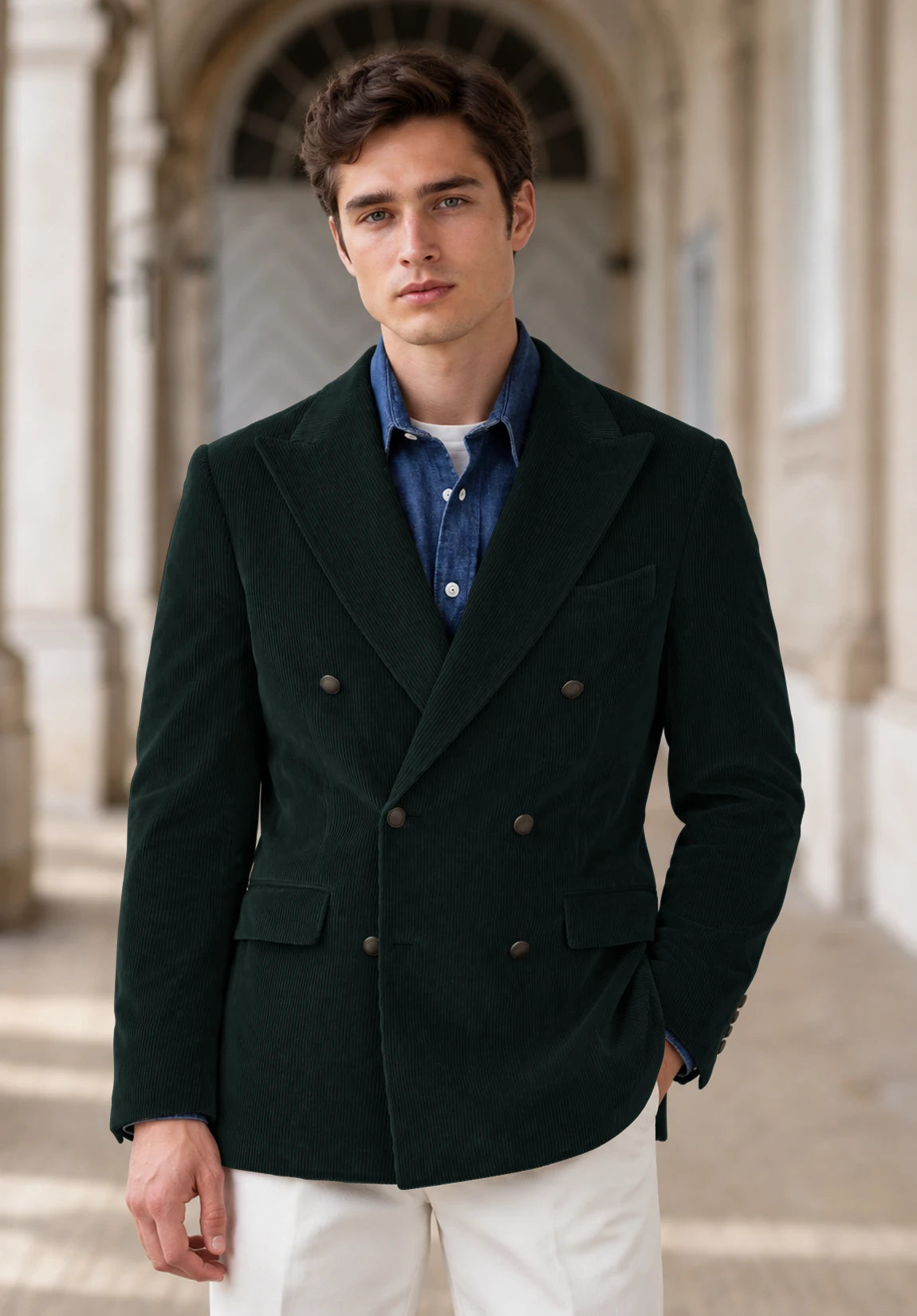 Men's dark green corduroy jacket