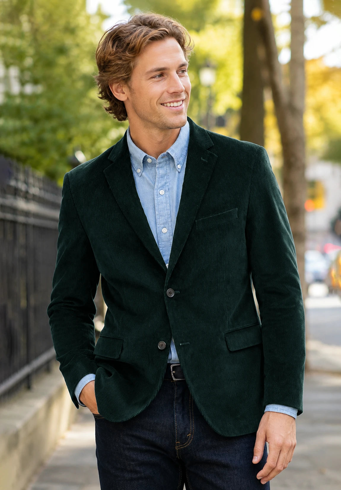 Men's dark green corduroy jacket