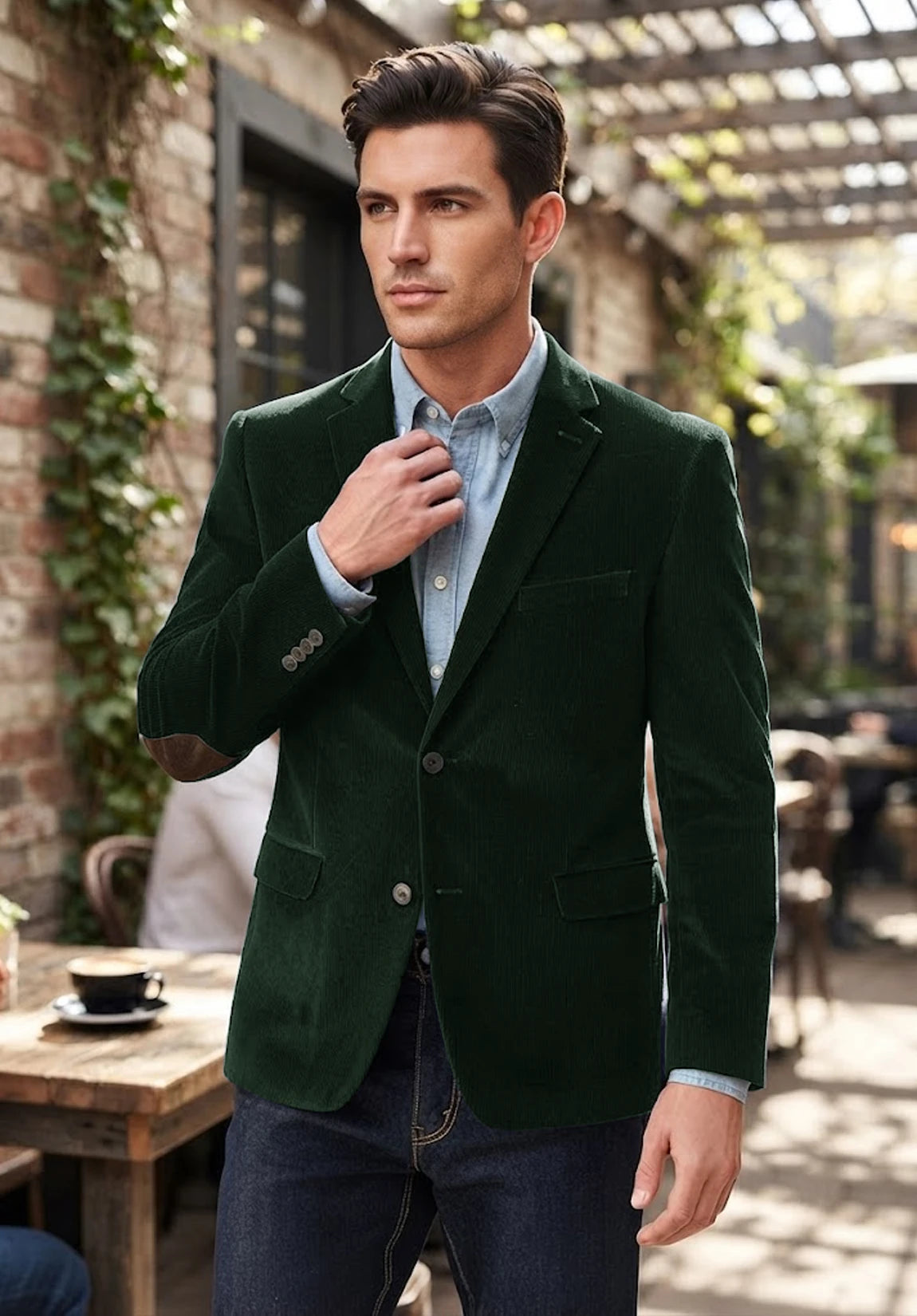 Men's dark green corduroy jacket