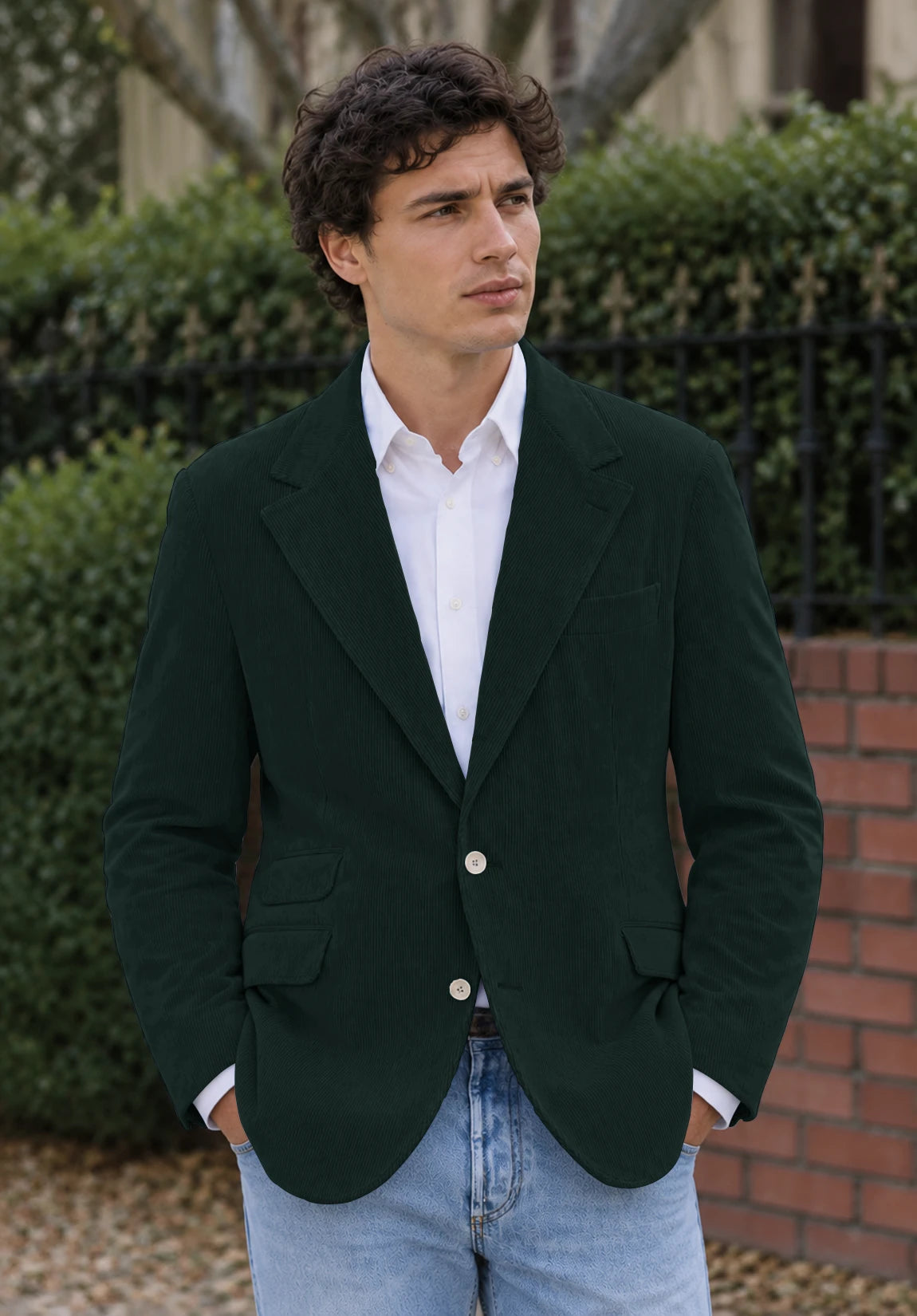 Men's dark green corduroy jacket