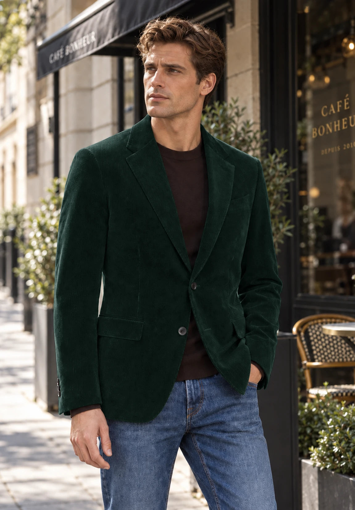 Men's dark green corduroy jacket