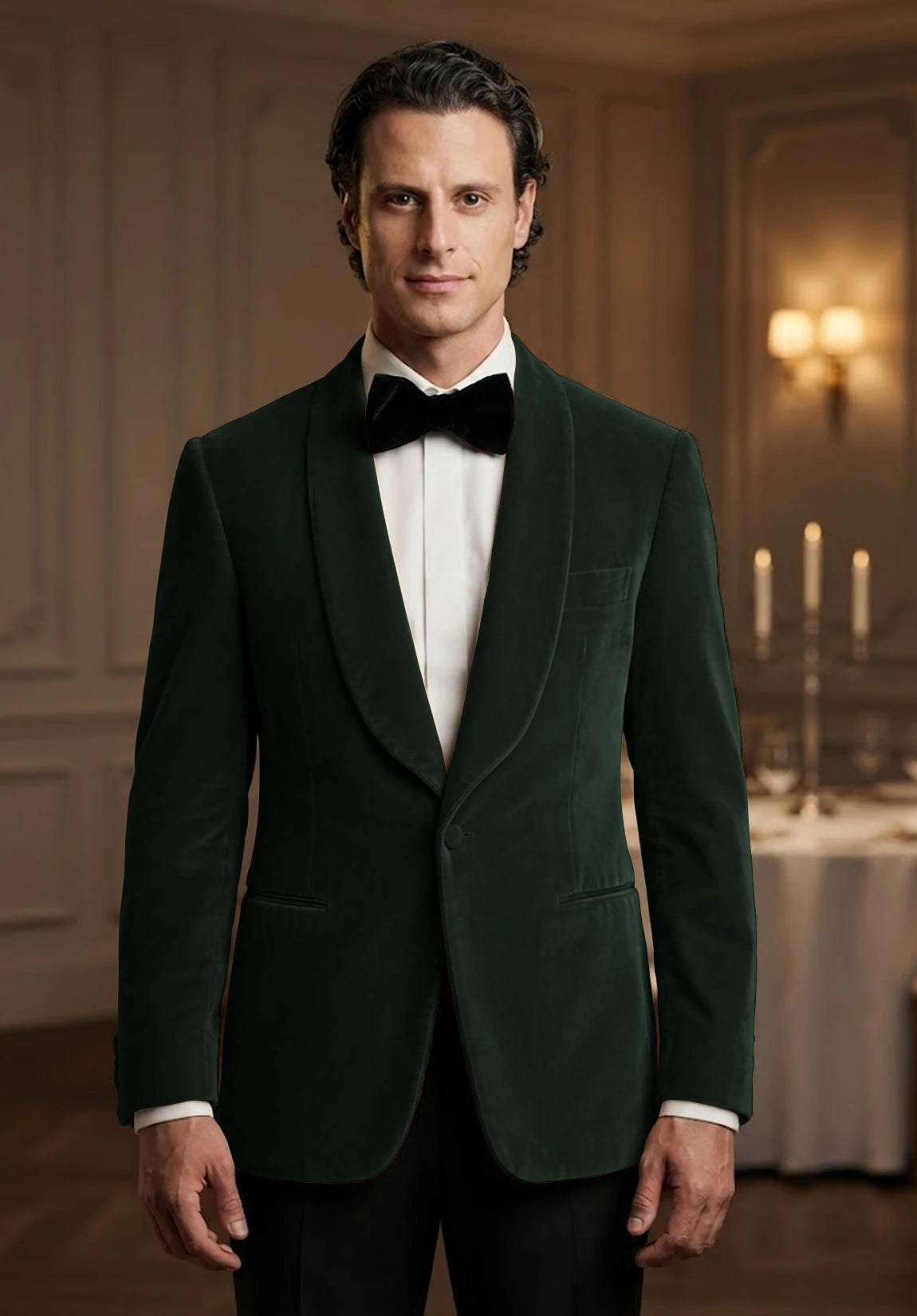 Men's dark green velvet jacket